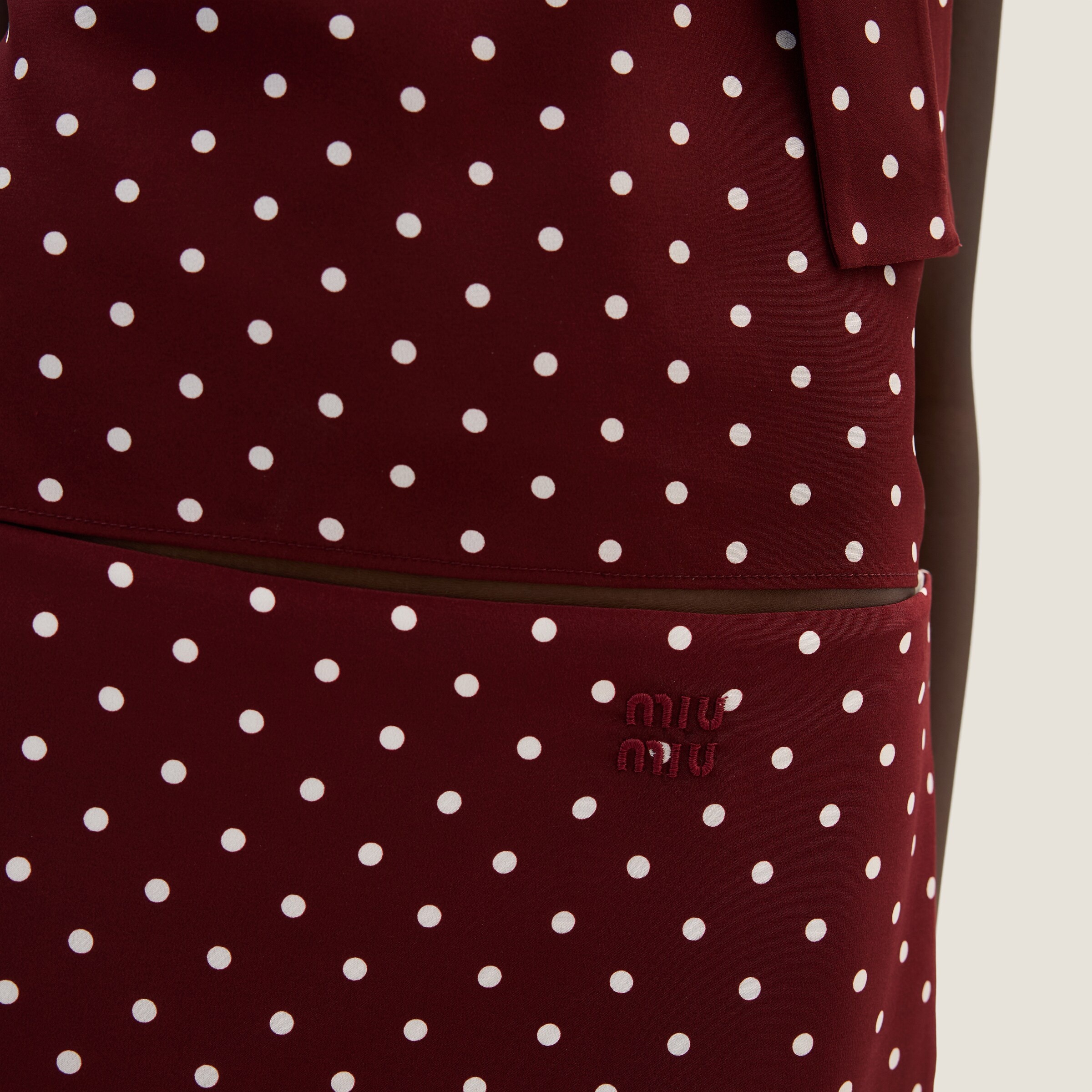 Polka-dot crepe de chine skirt - 4