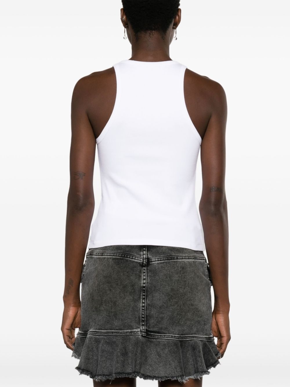 embroidered-logo ribbed tank top - 4