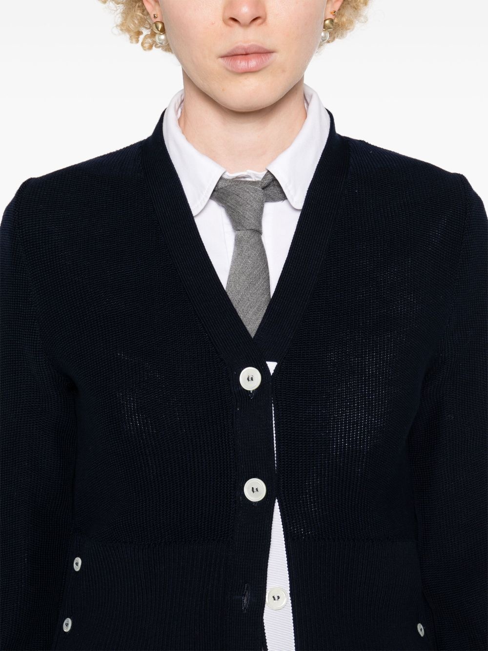 RWB-stripe cotton cardigan - 5