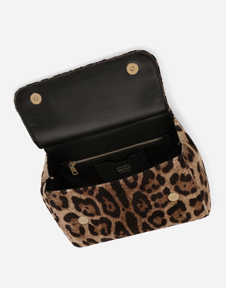 Medium Sicily bag in leopard-print terrycloth - 5