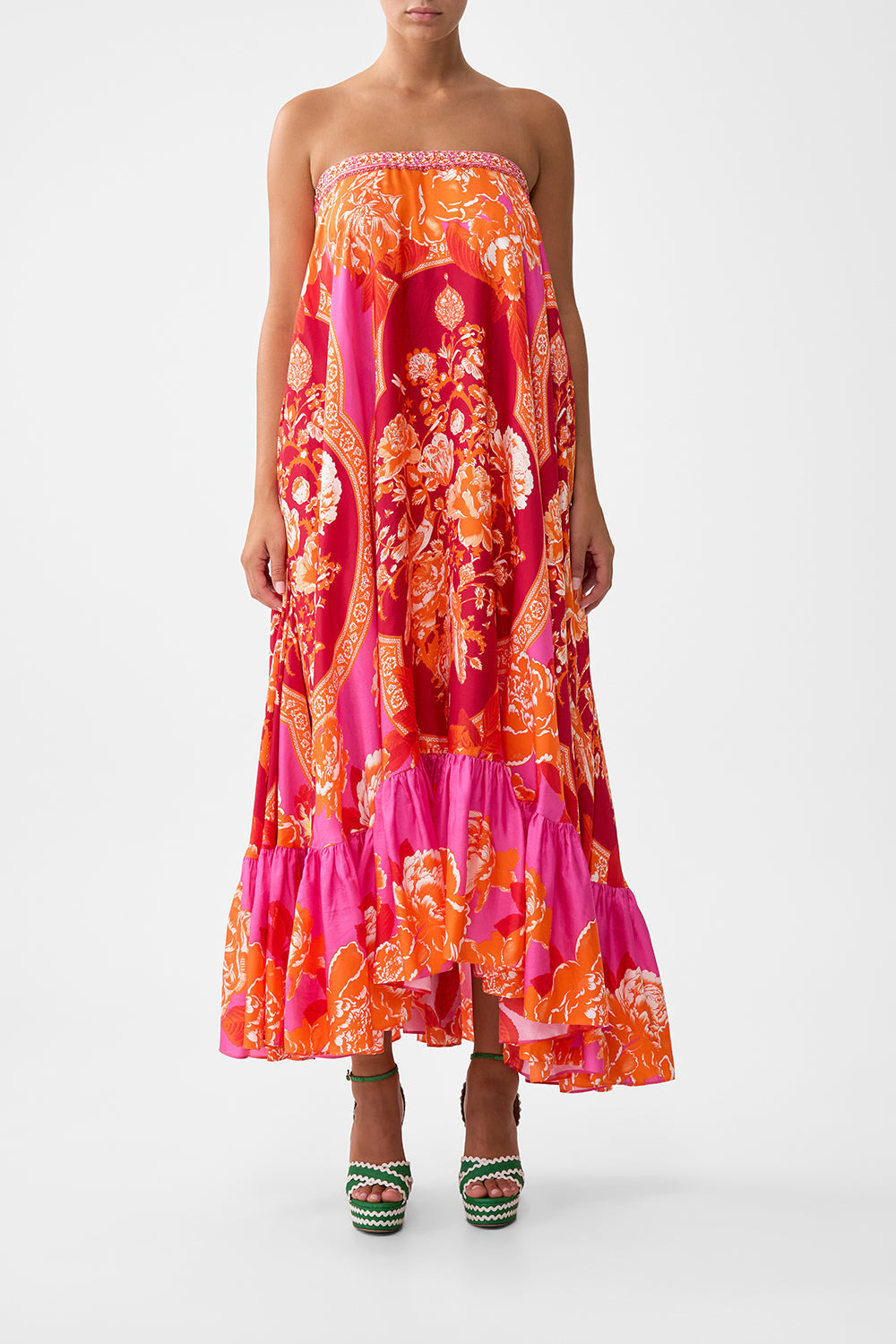 STRAPLESS MAXI WITH RUFFLE HEM - 2