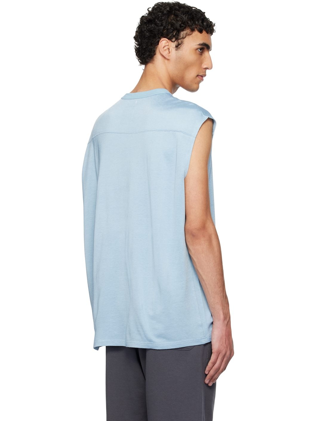 Blue Rayon Cotton N/S Tank Top - 3
