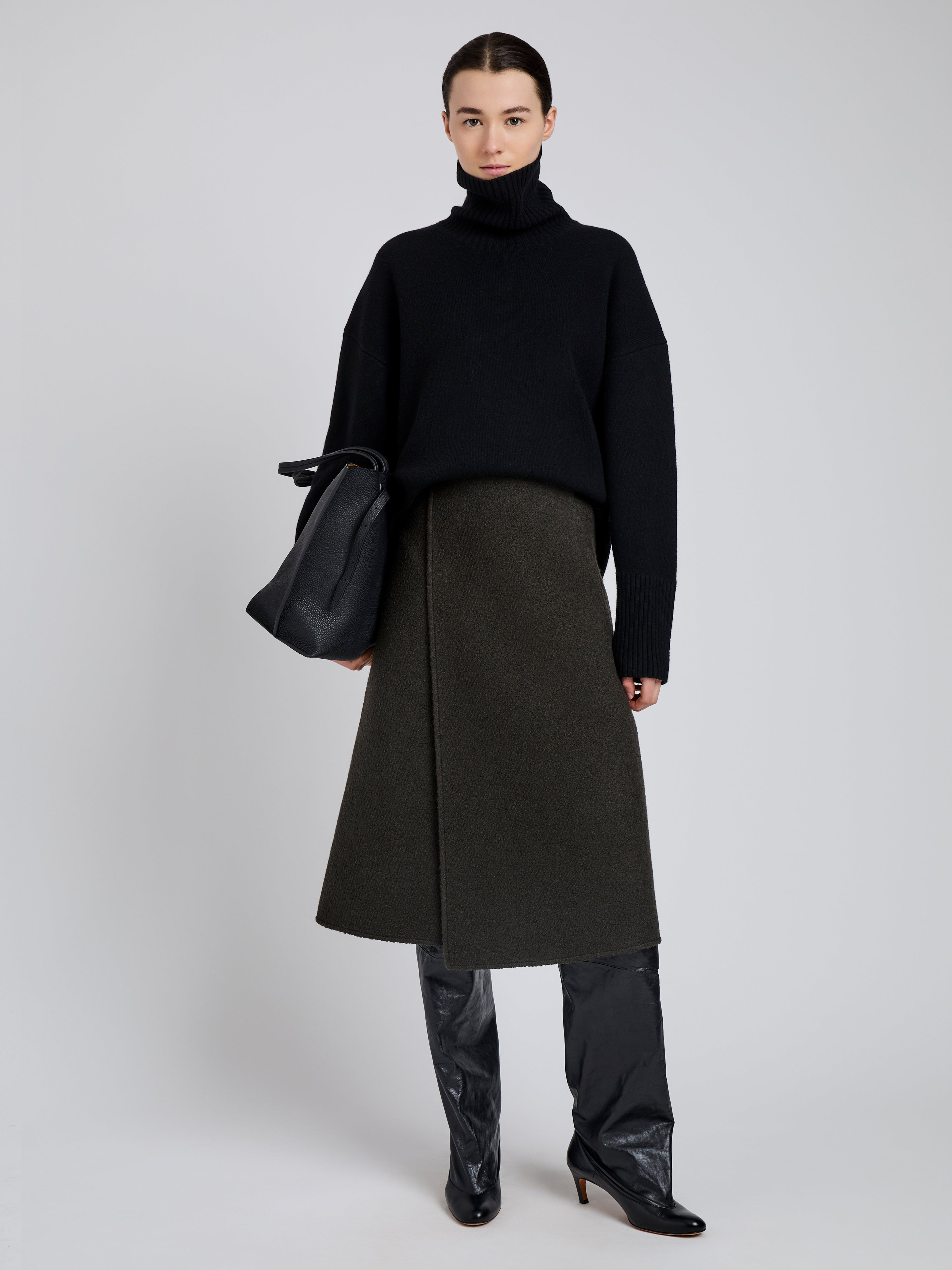 Bodhi Skirt in Boucle Twill Suiting - 2