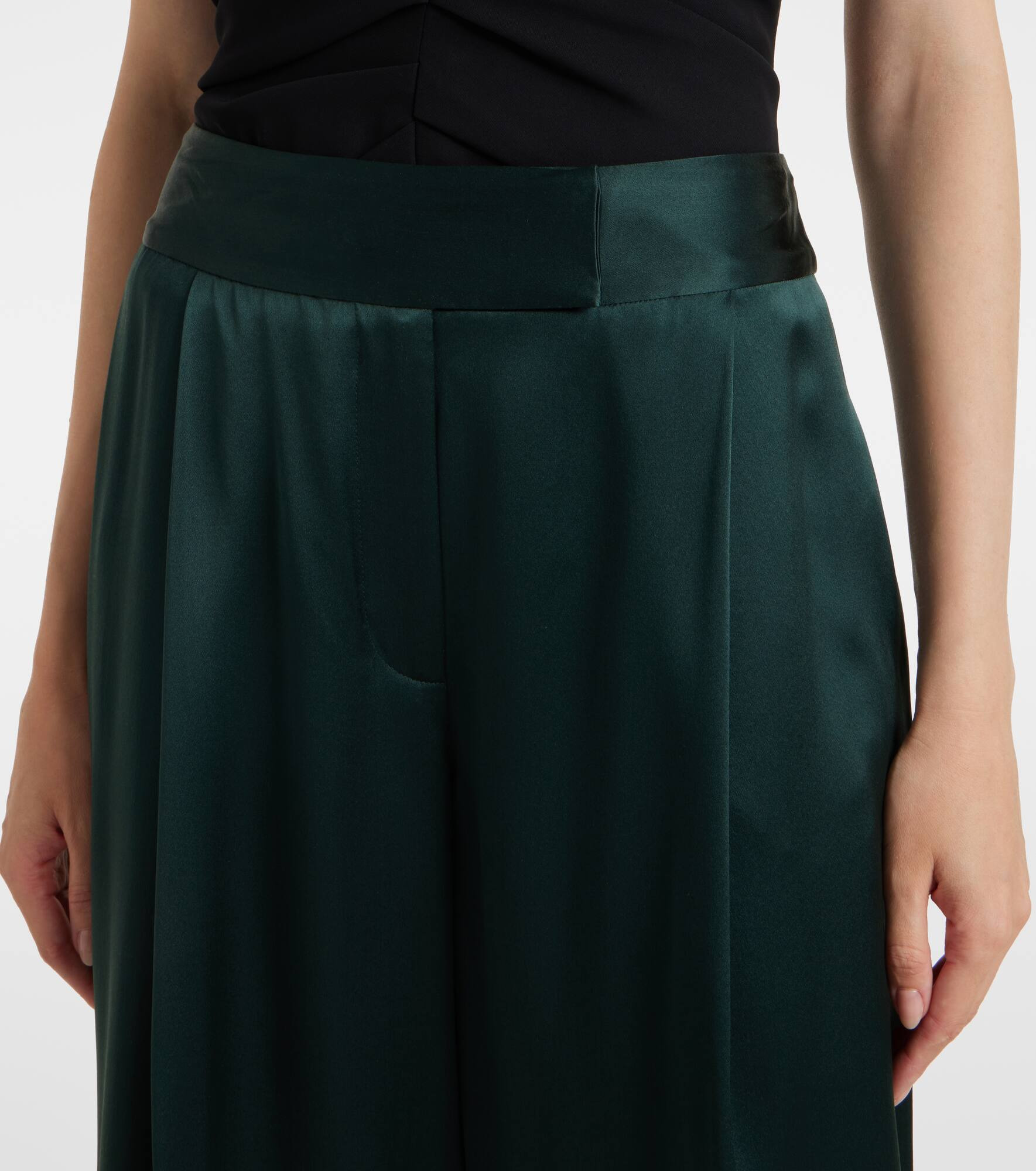 Silk satin wide-leg pants - 4