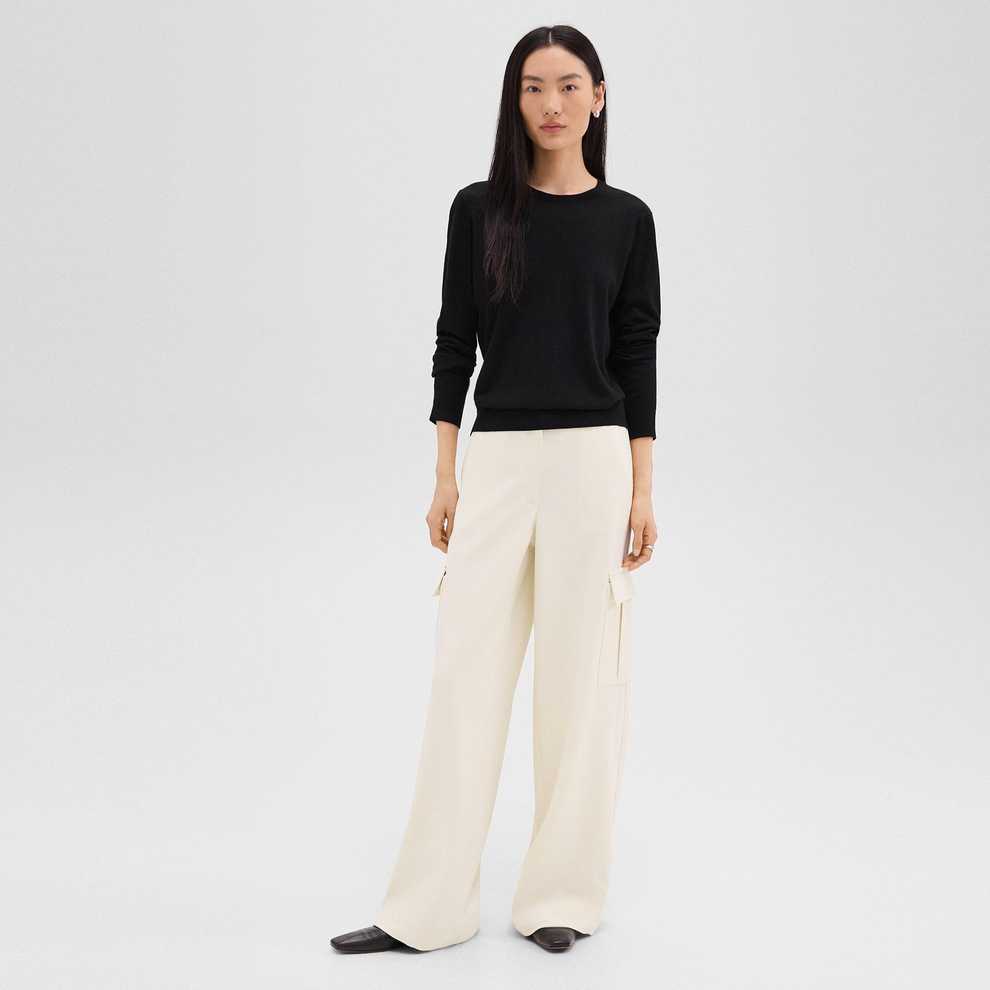 Wide-Leg Cargo Pant in Admiral Crepe - 3