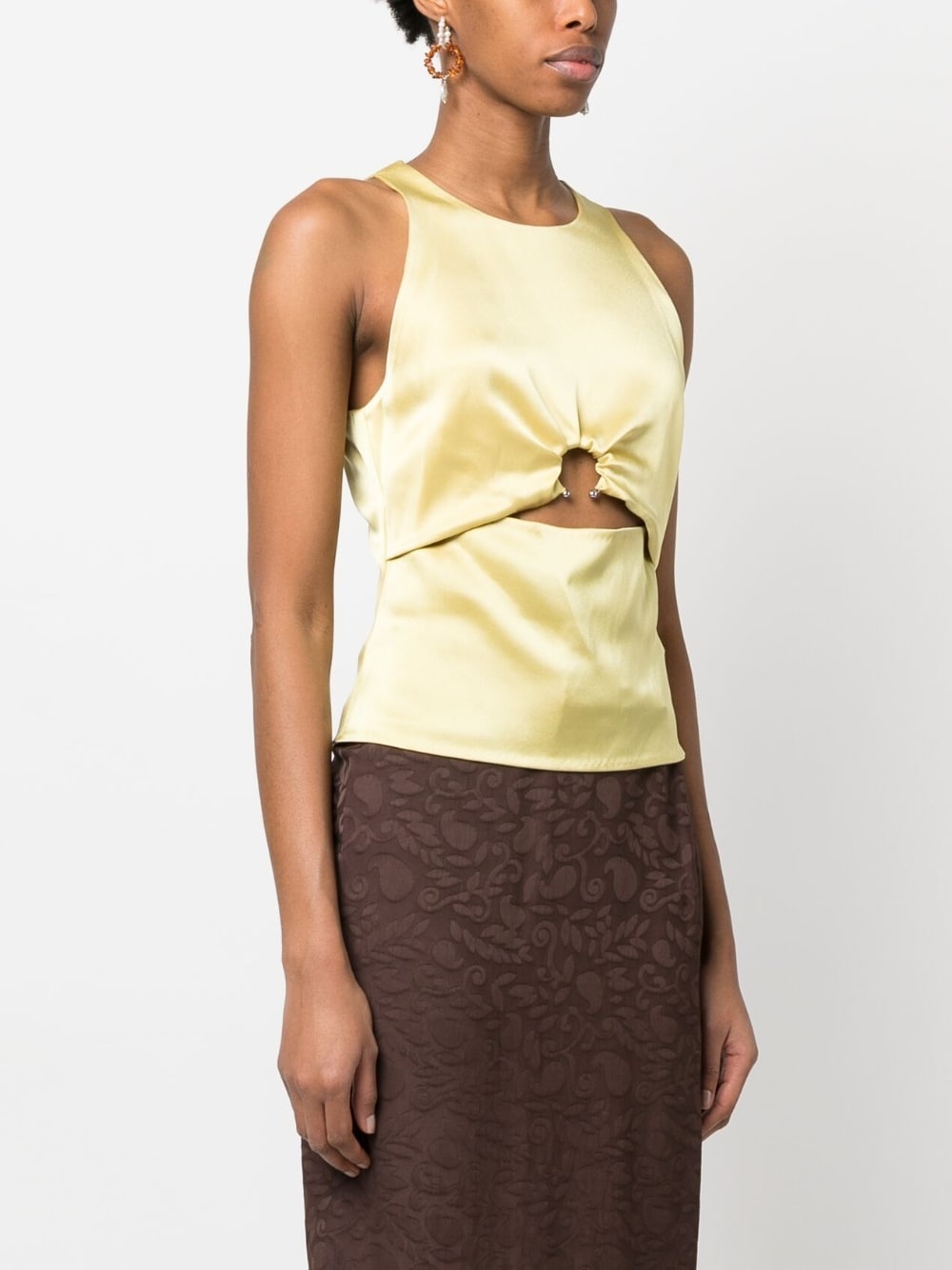 cut-out sleeveless satin top - 3