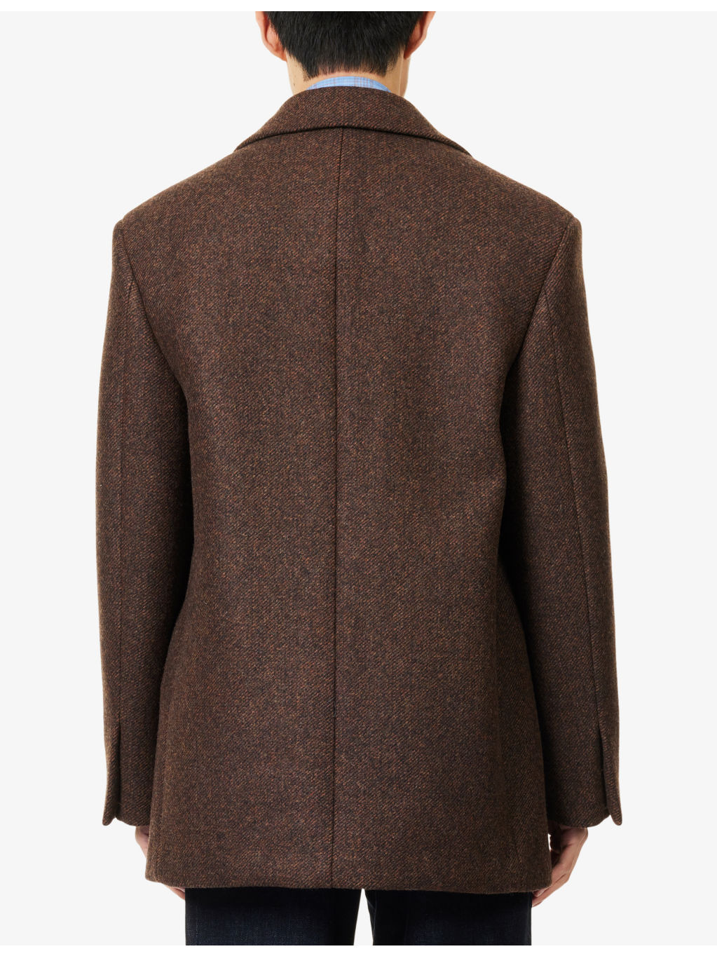 Compact Bitonal Gabardine Relaxed-Fit Wool Coat - 4