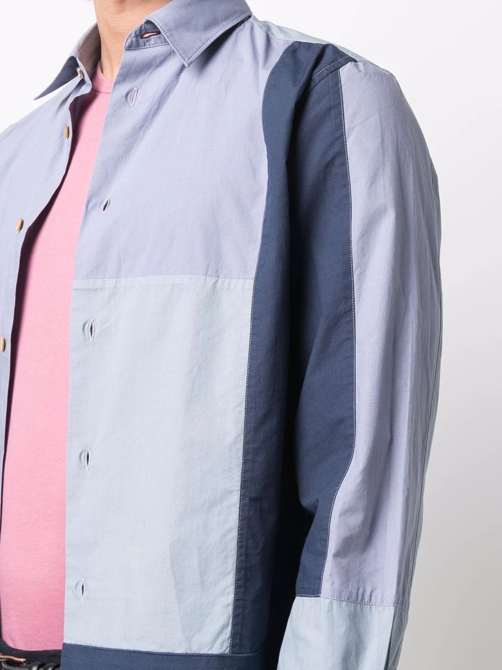 colour-block panel shirt - 5