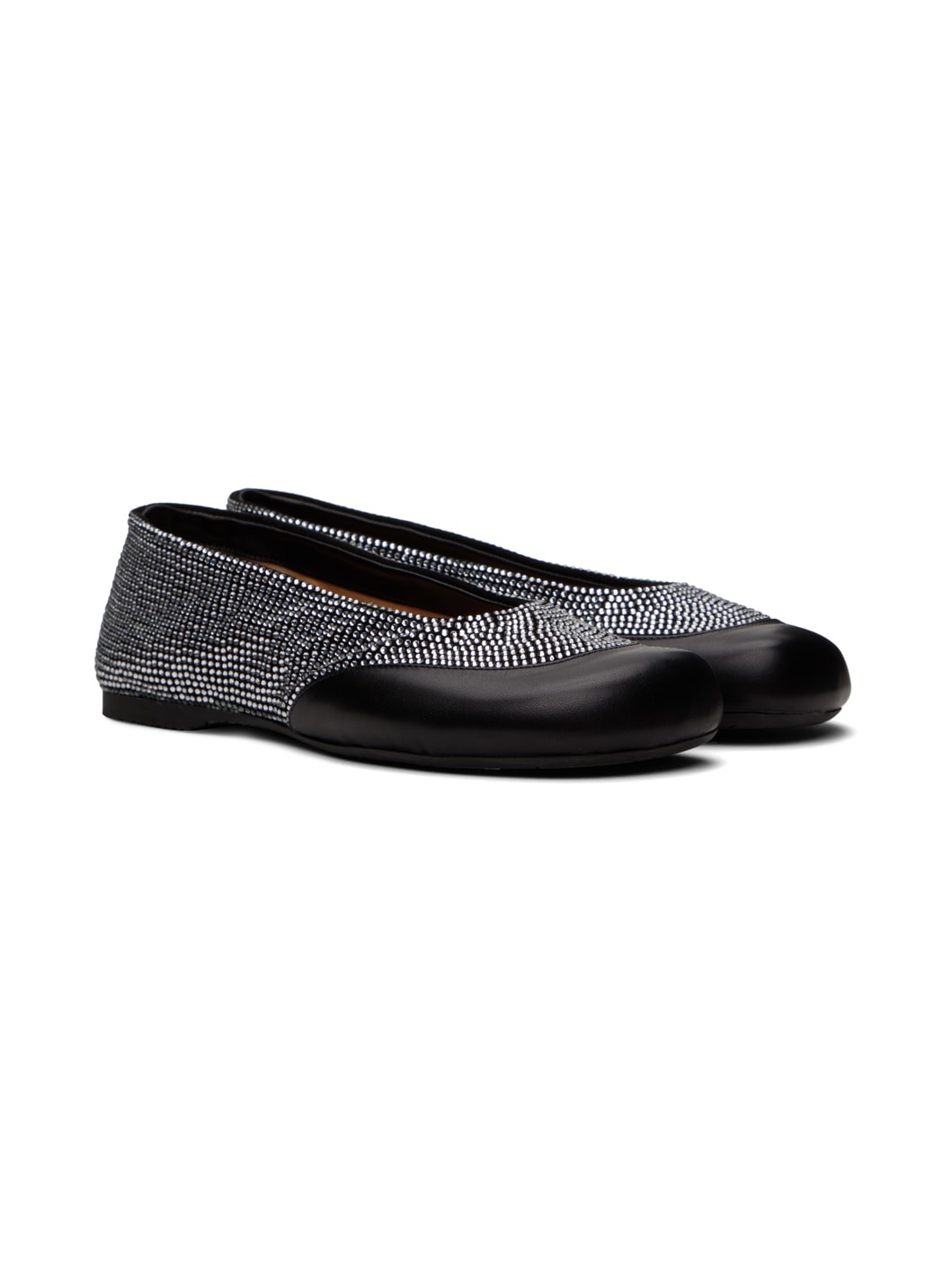 Black Crystal Ballerina Flats - 4