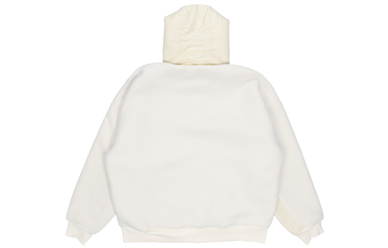 Jordan Men's Air Jordan Splicing Polar Fleece Hooded Jacket Light Ivory DQ0385-110 outlook