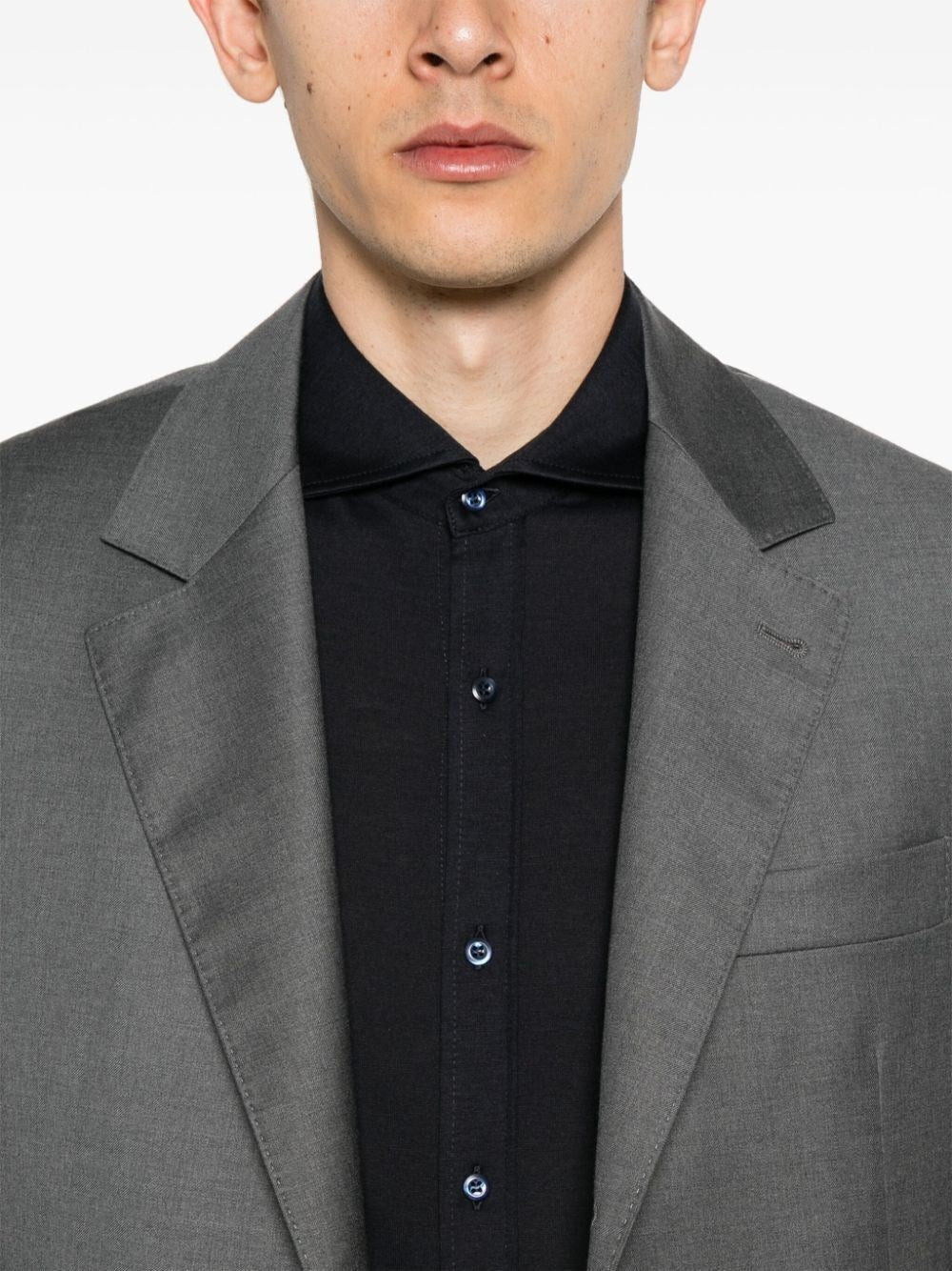 Brunello Cucinelli Men Jersey Shirt With Spread Collar - 4