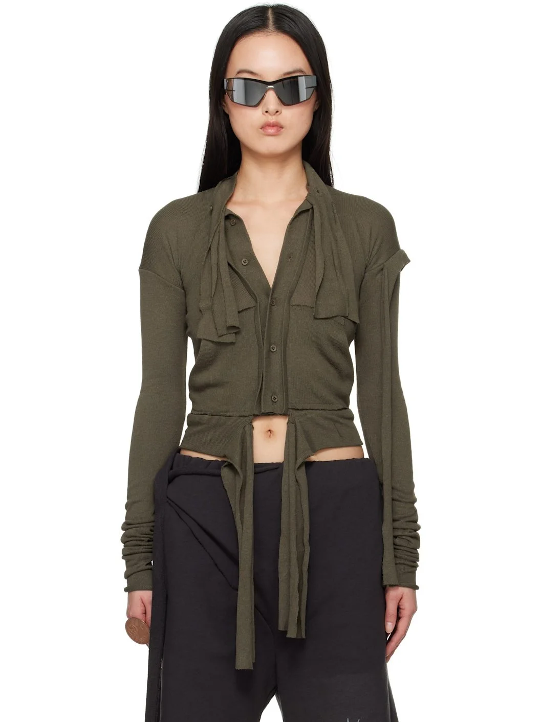 Green Extended Trim Cardigan - 1