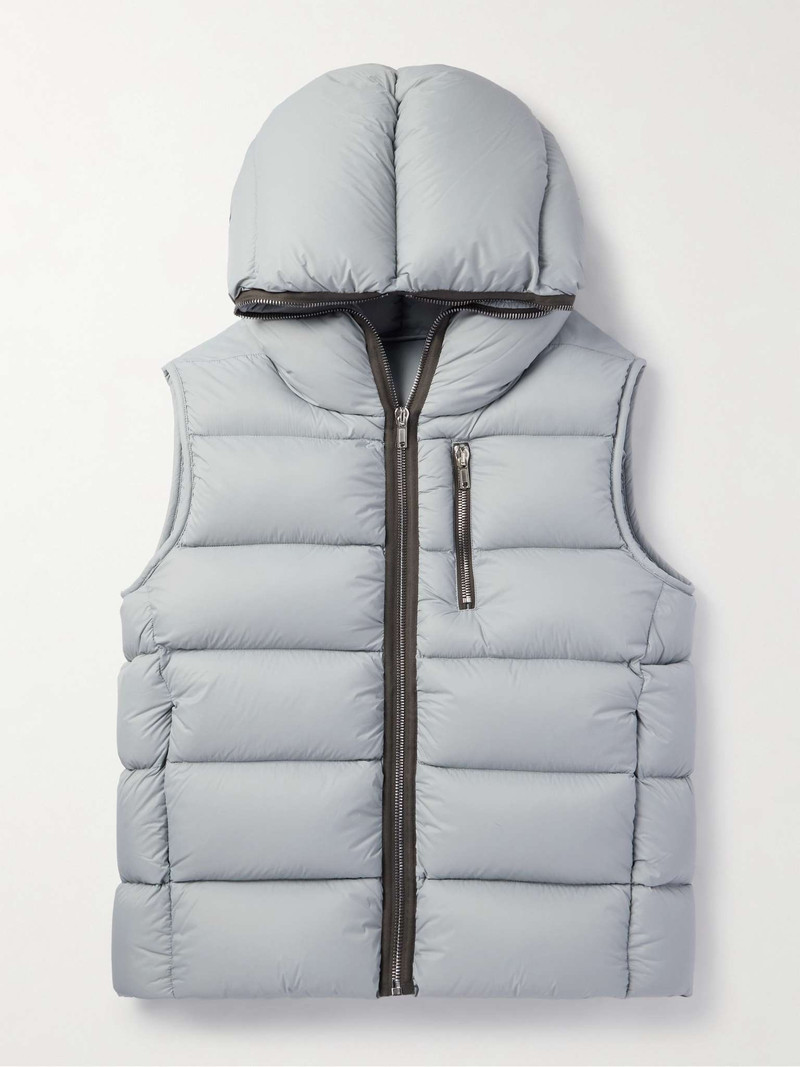 Quilted Nylon Hooded Down Gilet - 1