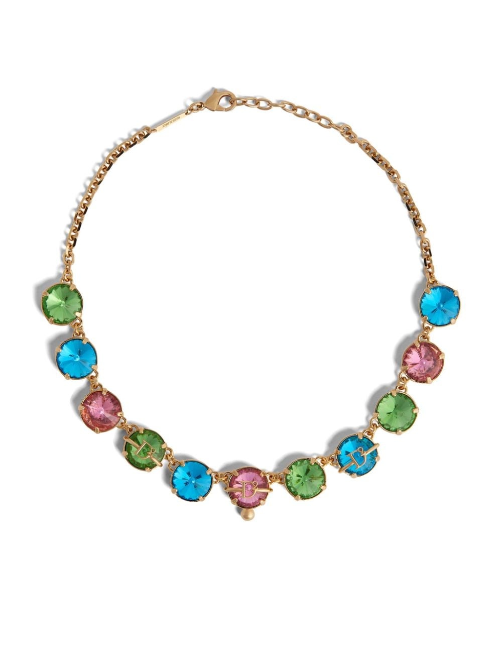 logo-plaque crystal-embellished necklace - 1