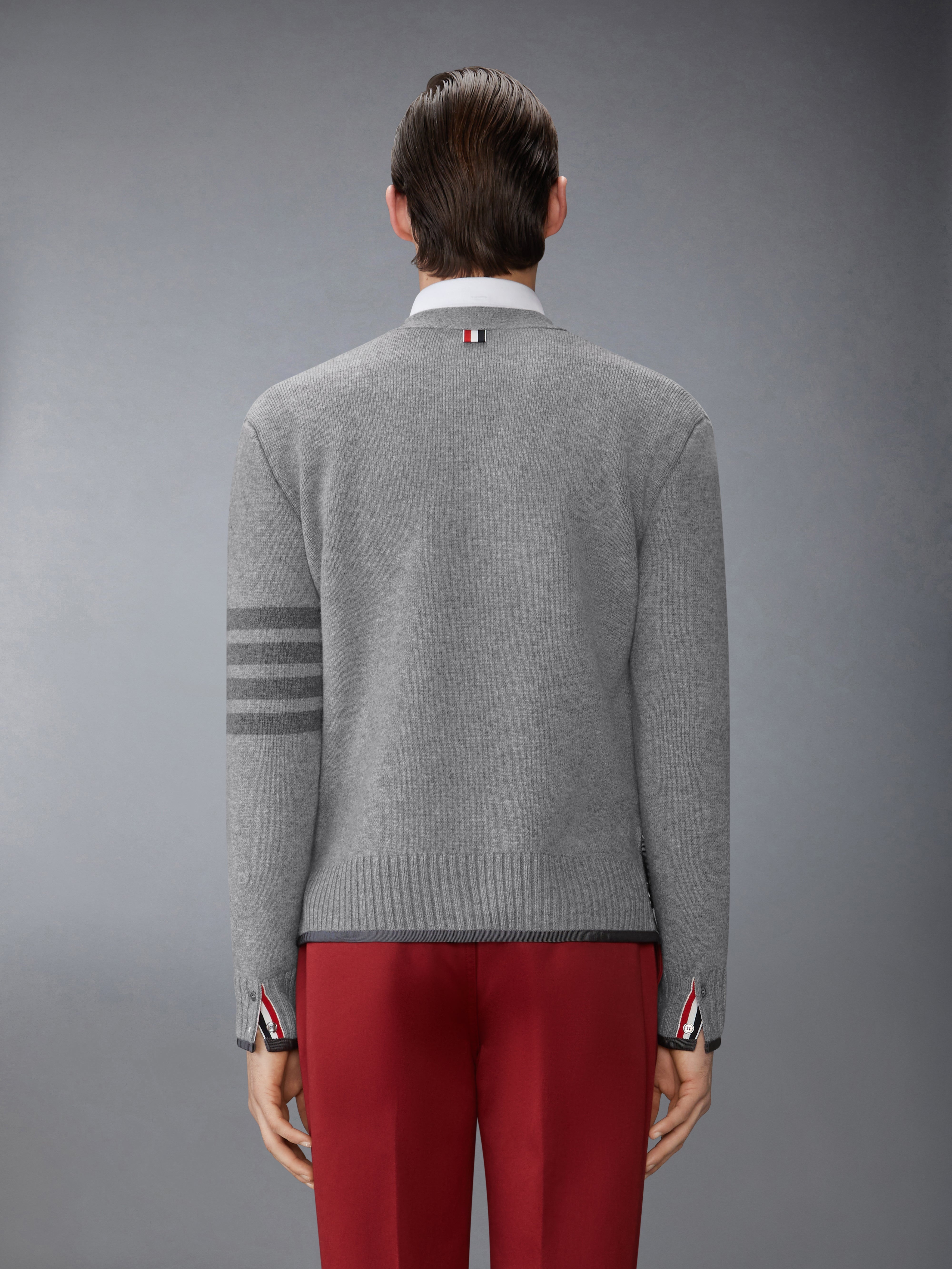 MILANO STITCH MERINO WOOL 4-BAR V NECK CARDIGAN - 3