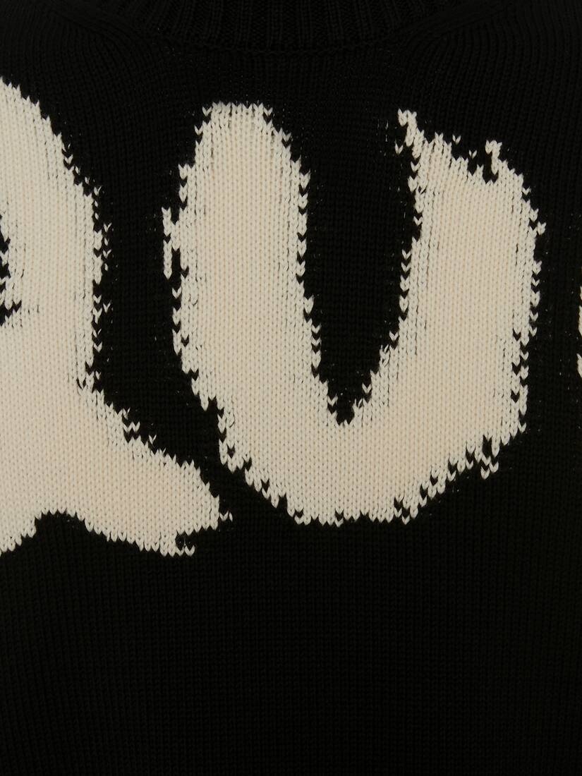 Mcqueen Graffiti Knit Jumper in Black/ivory - 5