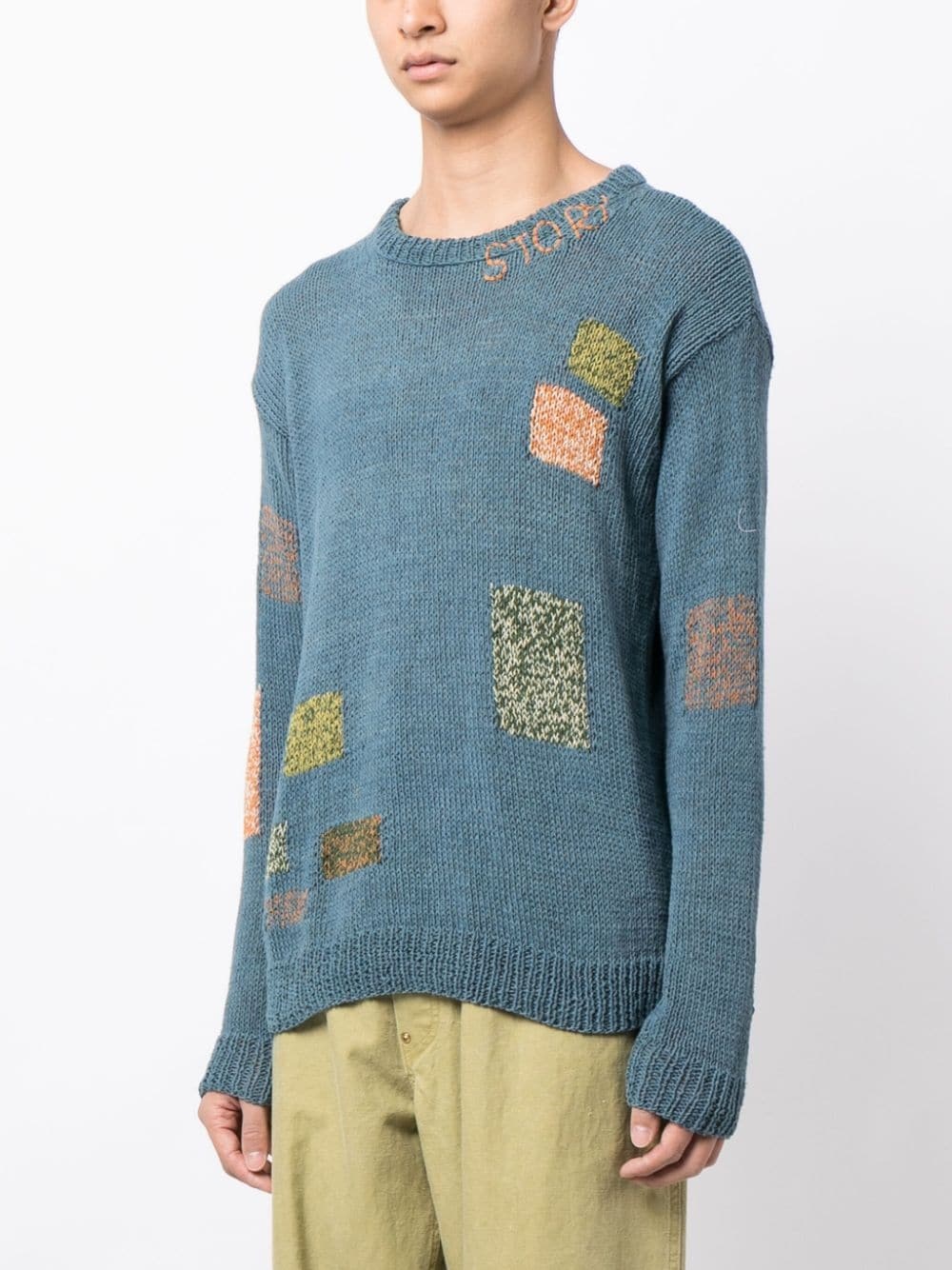 Spinning geometric intarsia-knit jumper - 3