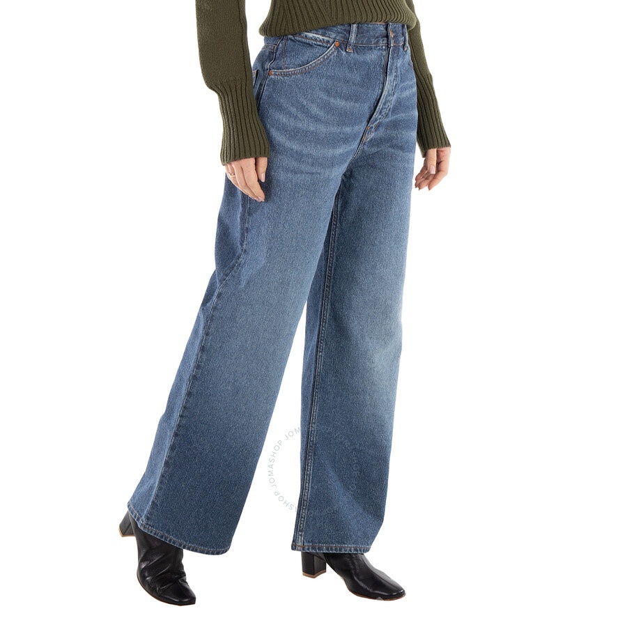 Chloe Ladies Dusky Blue Wide-Leg Denim Jeans - 4