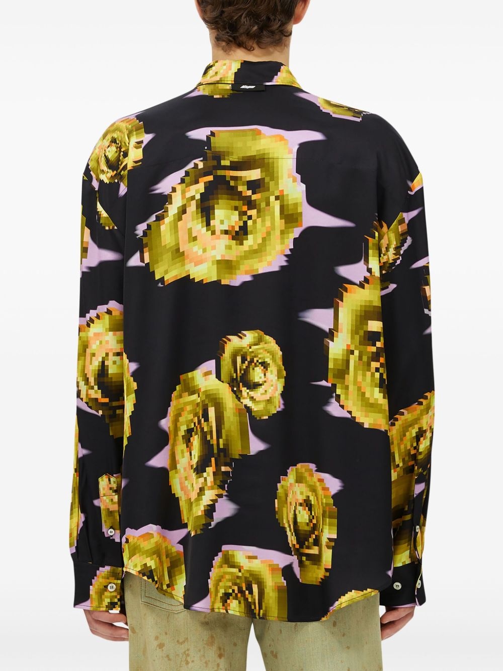 pixelated rose print shirt - 4