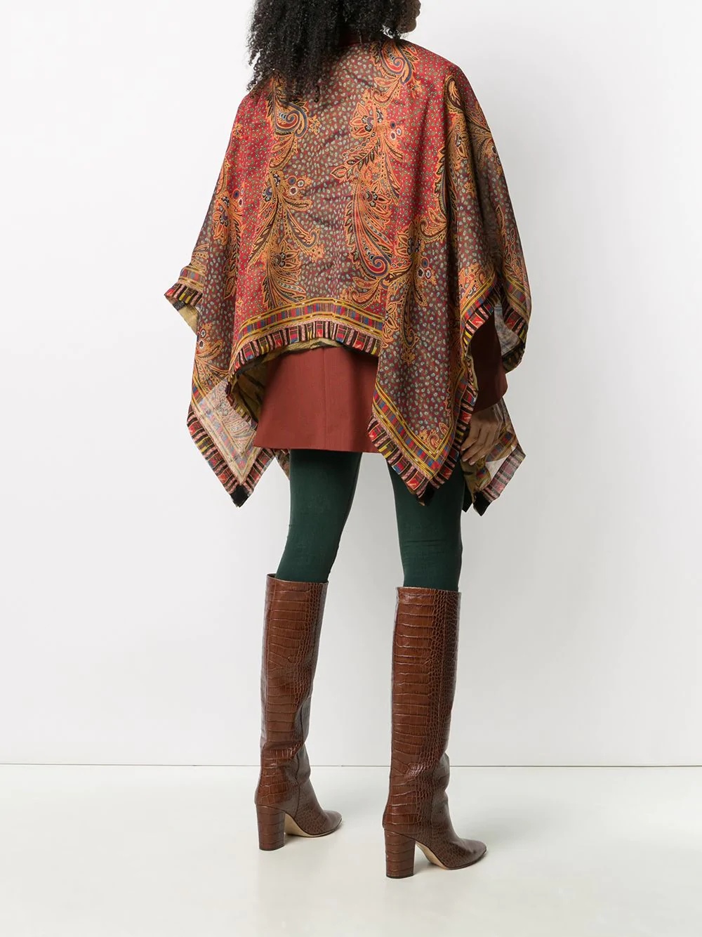 paisley-print silk poncho - 4