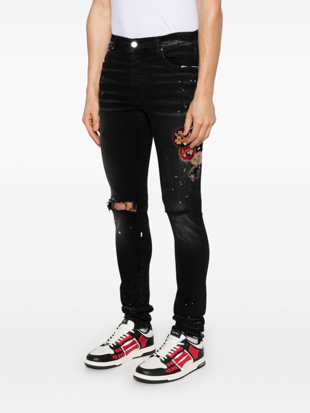 patch-detailing skinny jeans - 3