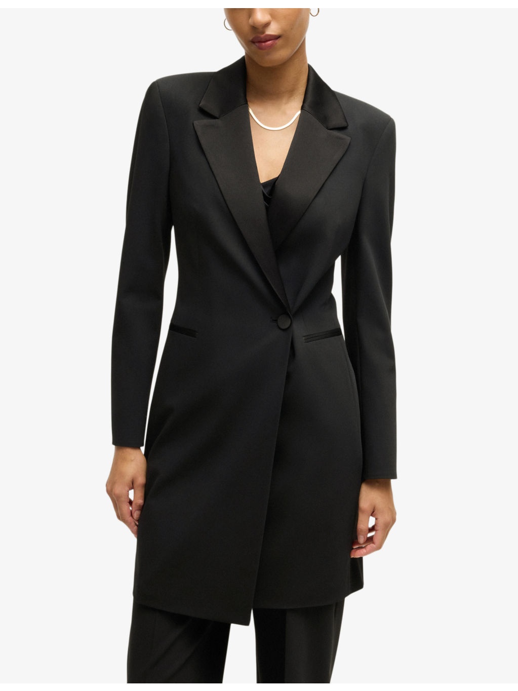 Notch-lapel slim-fit wool-blend blazer dress - 3