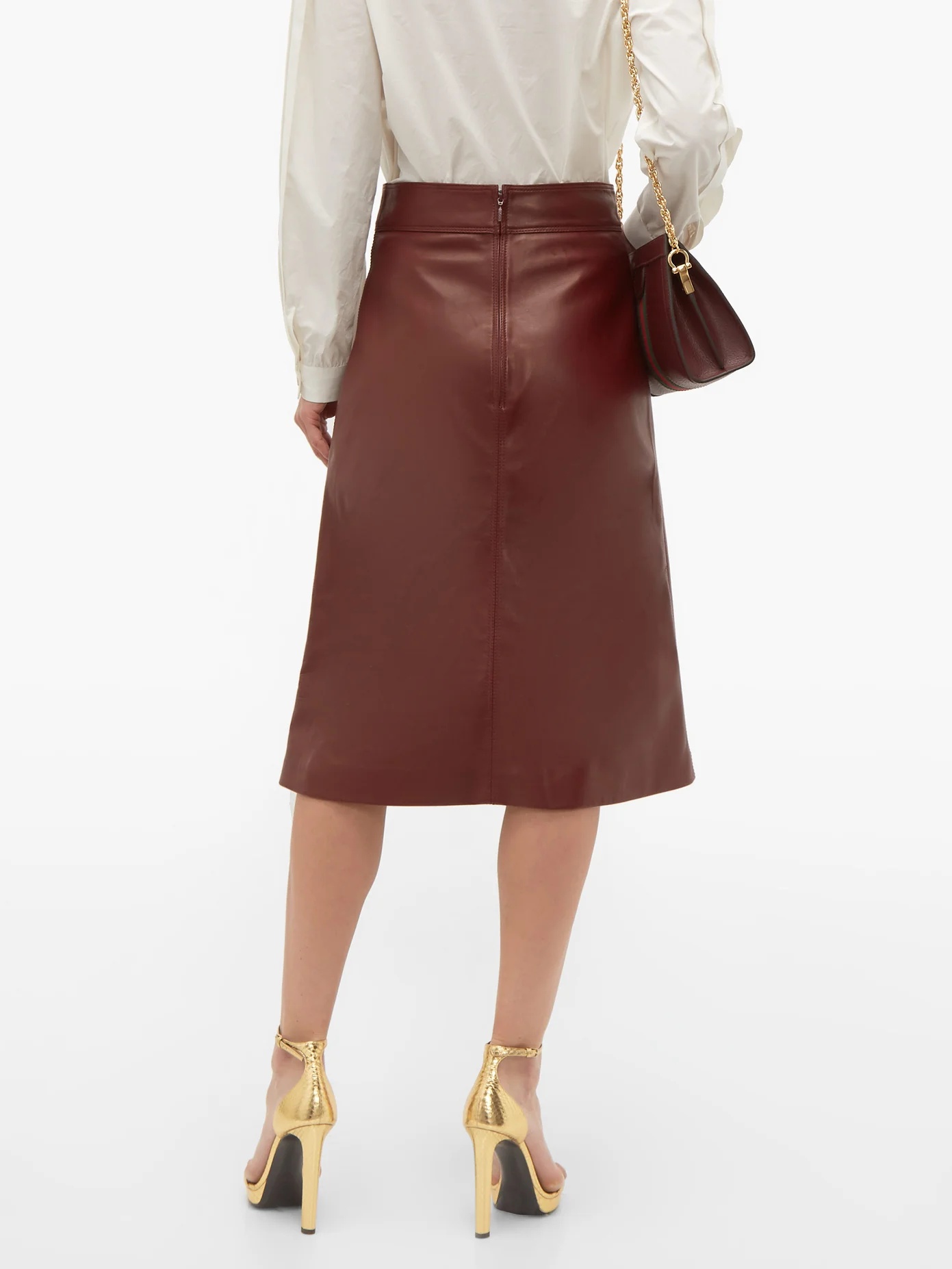 French Plongé leather A-Line skirt - 6