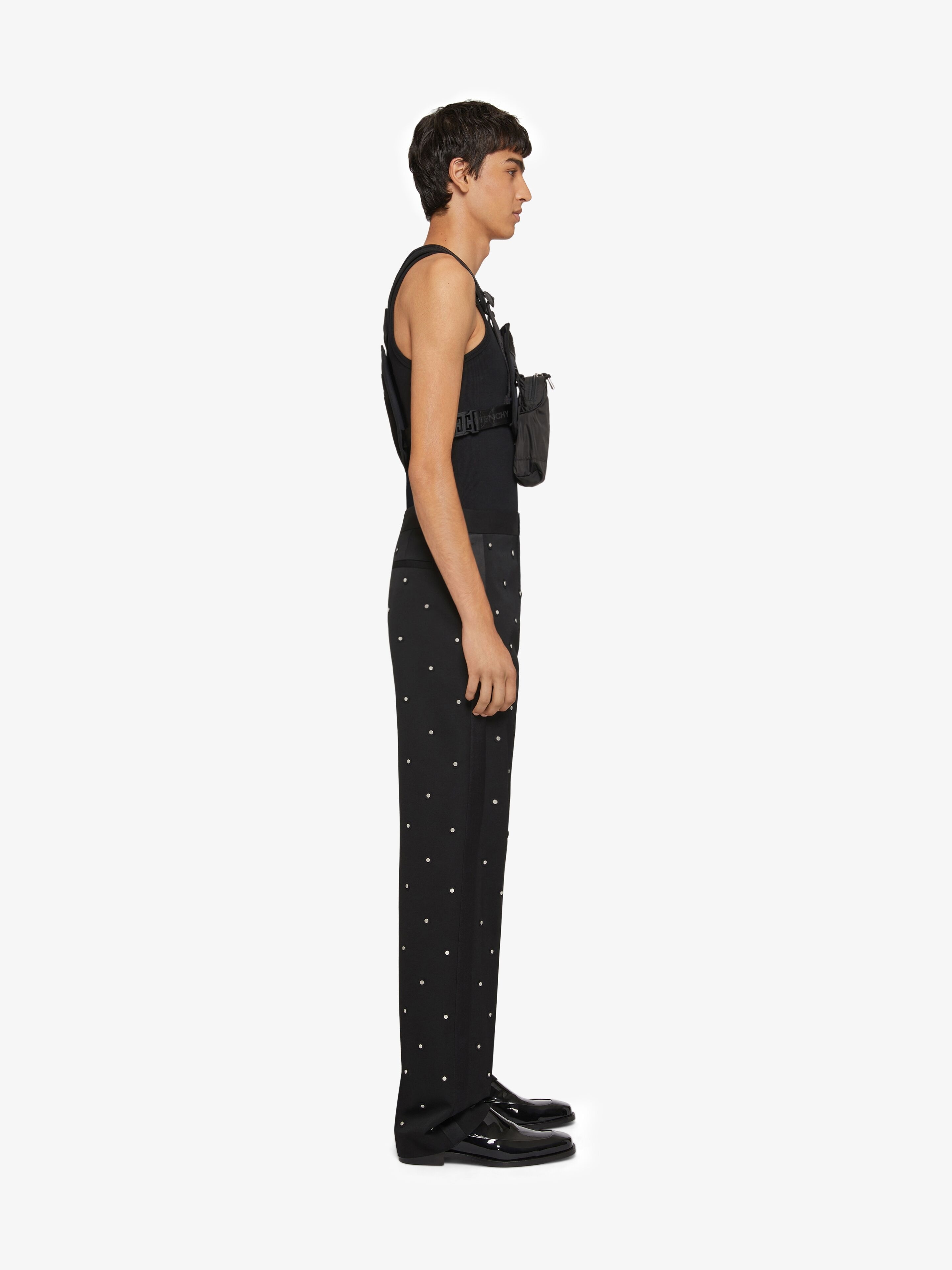 WIDE PANTS IN WOOL WITH PIPING AND STUDS - 3