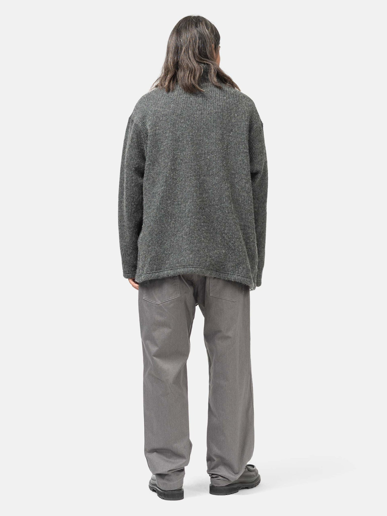 Zip Mock Neck Wool Charcoal - 3