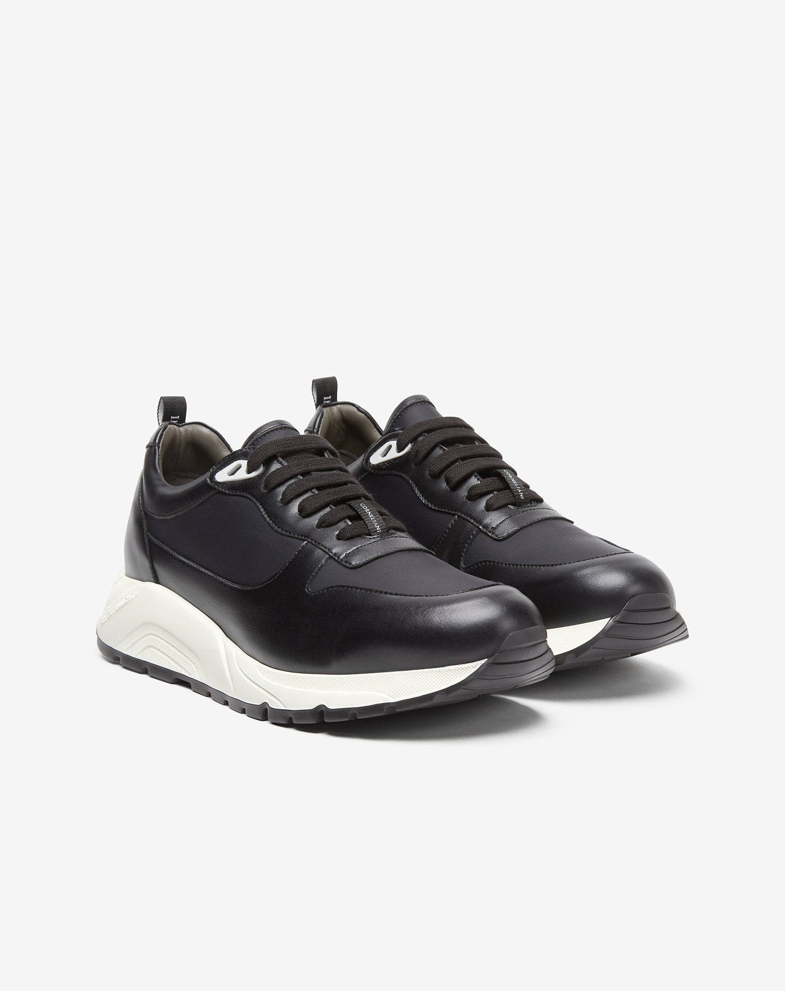 Black nylon and nappa leather running shoes - 2