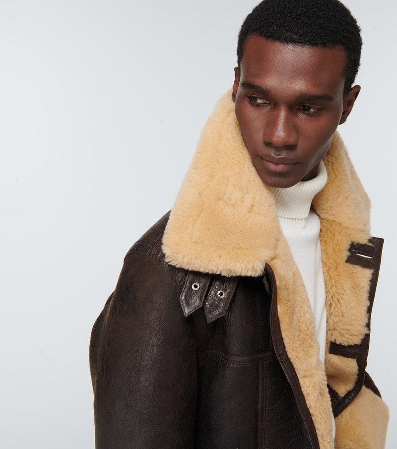 shearling-trimmed leather jacket 6