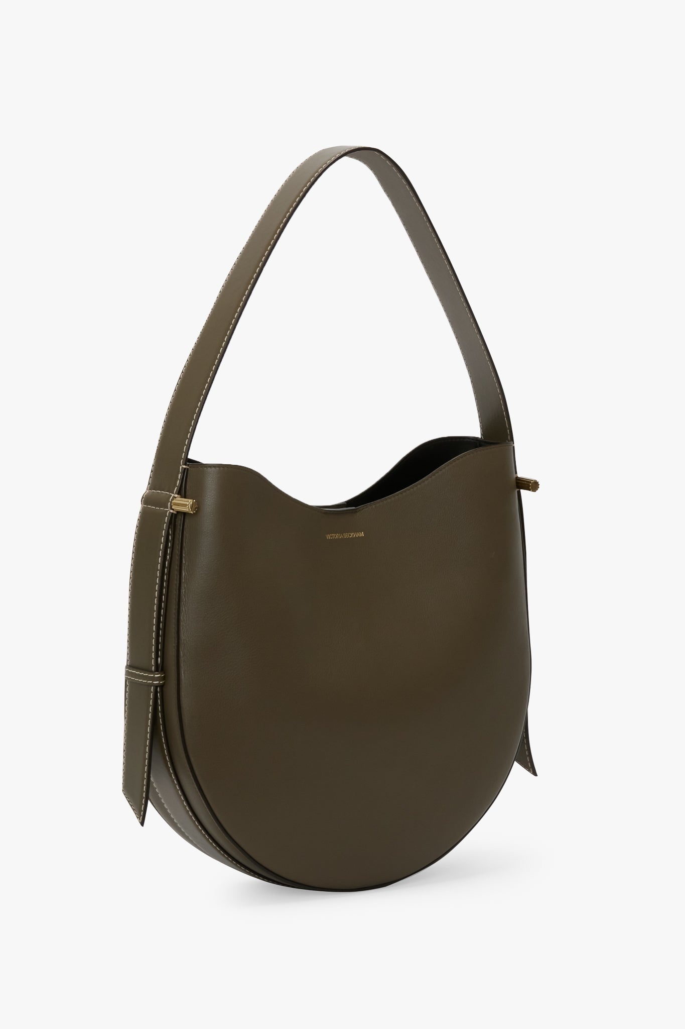 Dia Hobo Bag In Dark Khaki Smooth Leather - 2