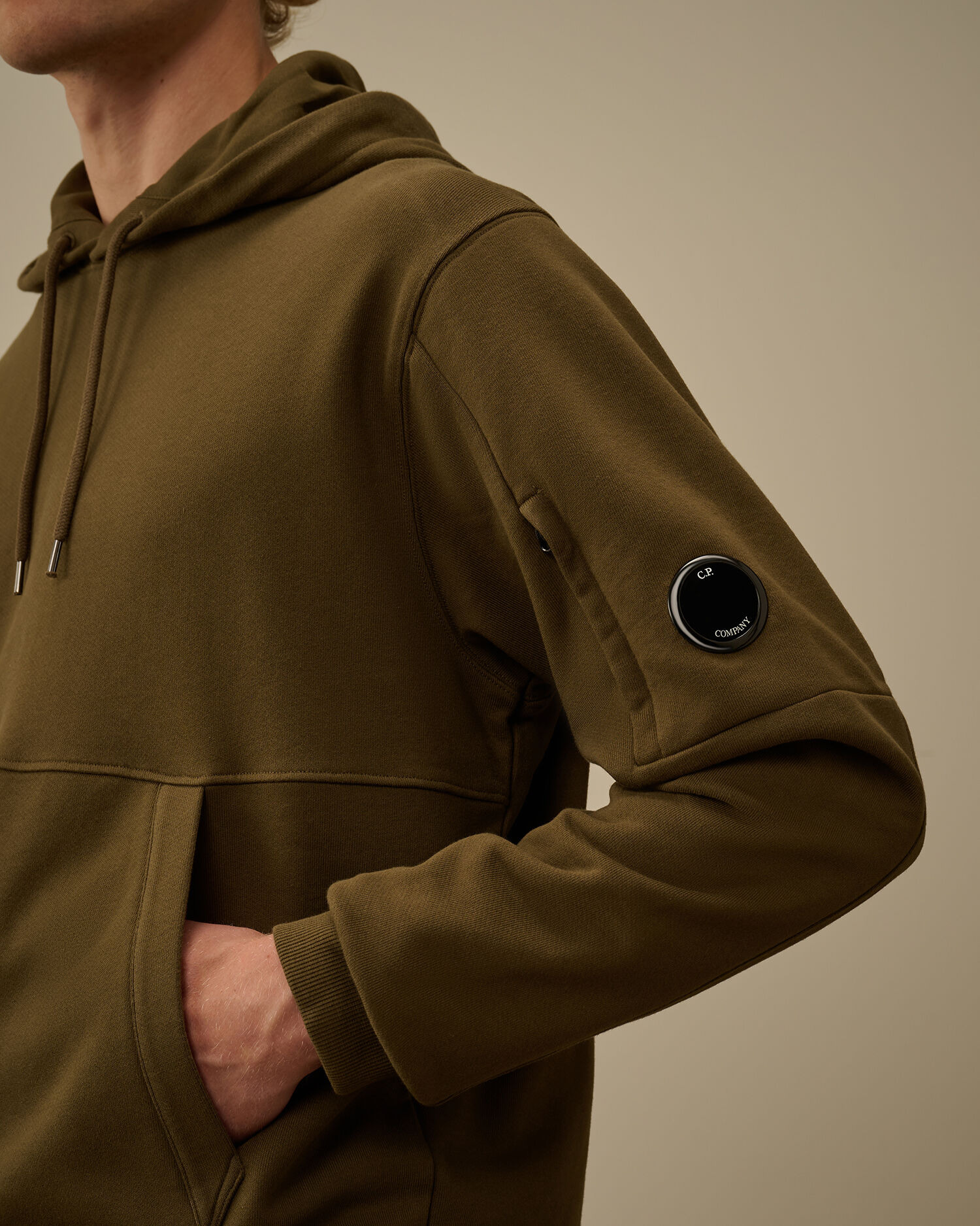 Diagonal Raised Fleece Hooded Lens Sweatshirt - 4