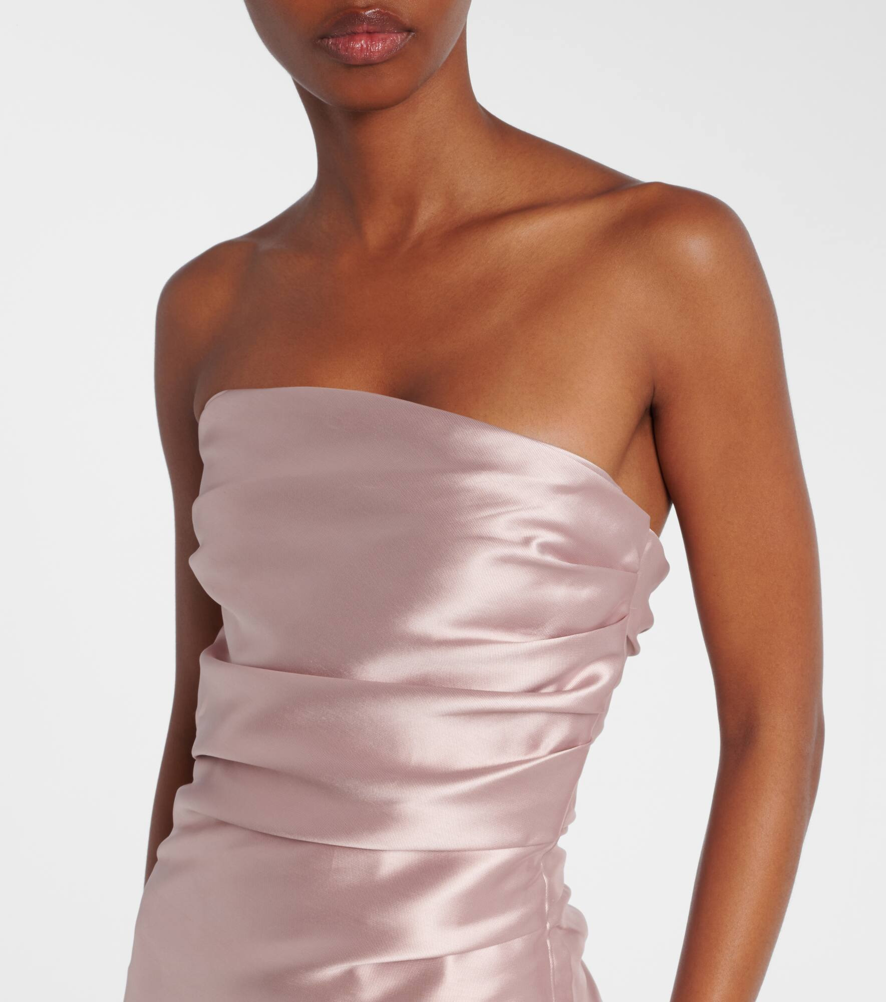Caped satin bustier gown - 4