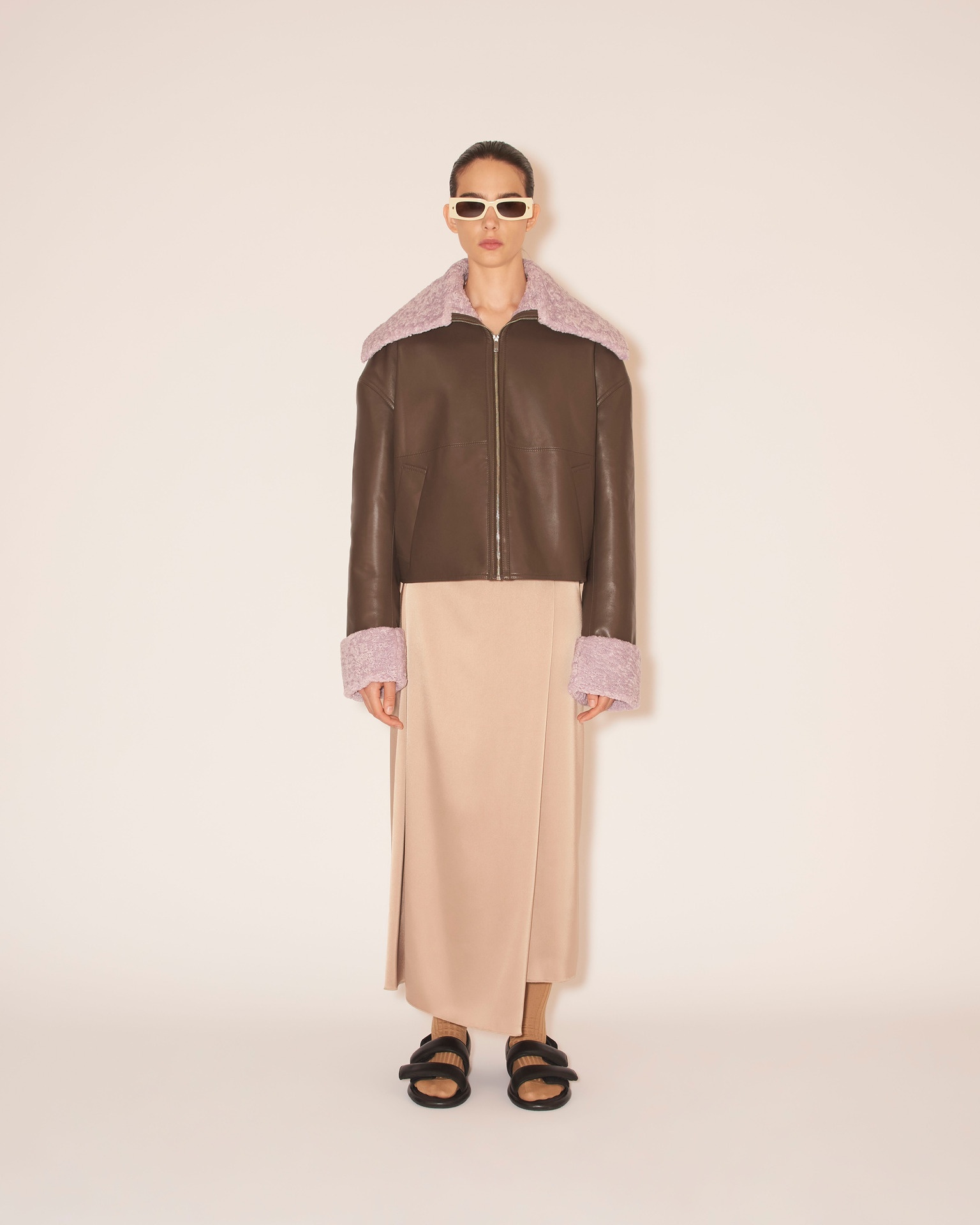 VERONA - Faux shearling jacket - Shiitake/lilac - 4