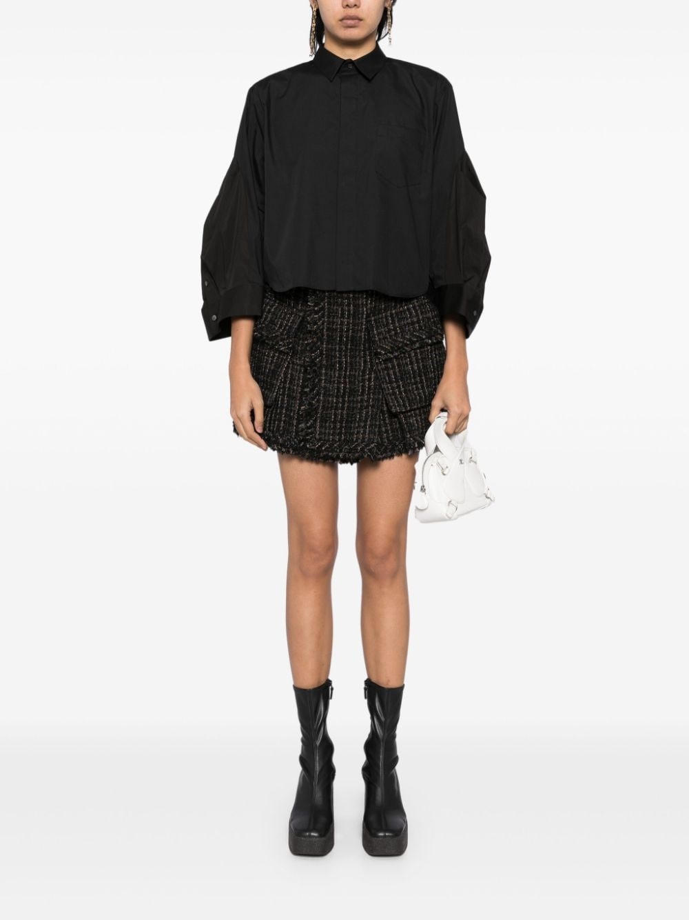 asymmetric tweed skirt - 2