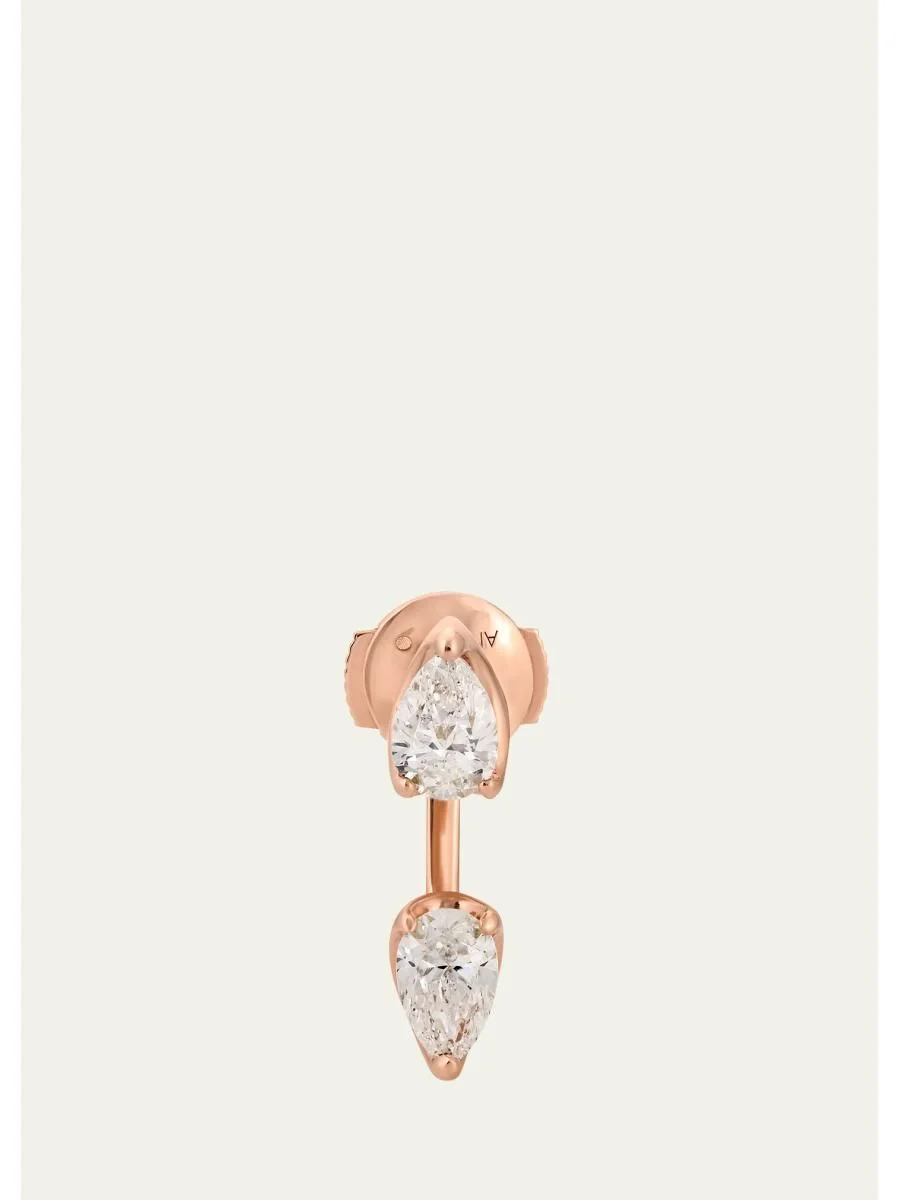 18K Rose Gold Large Pear Diamond Orbit Earring, Single - 1