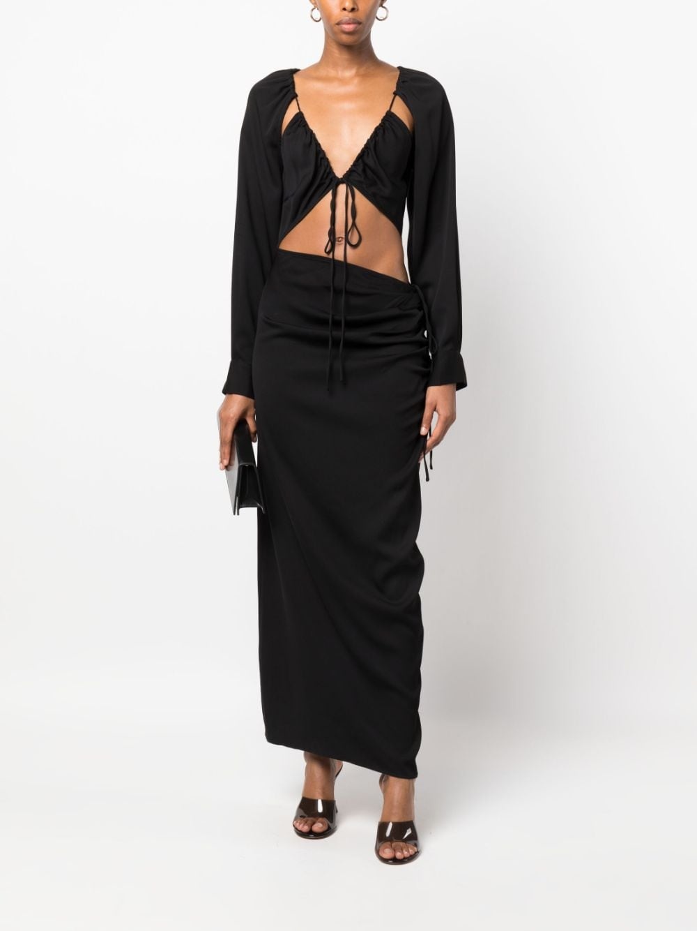 cut-out long-sleeved dress - 2