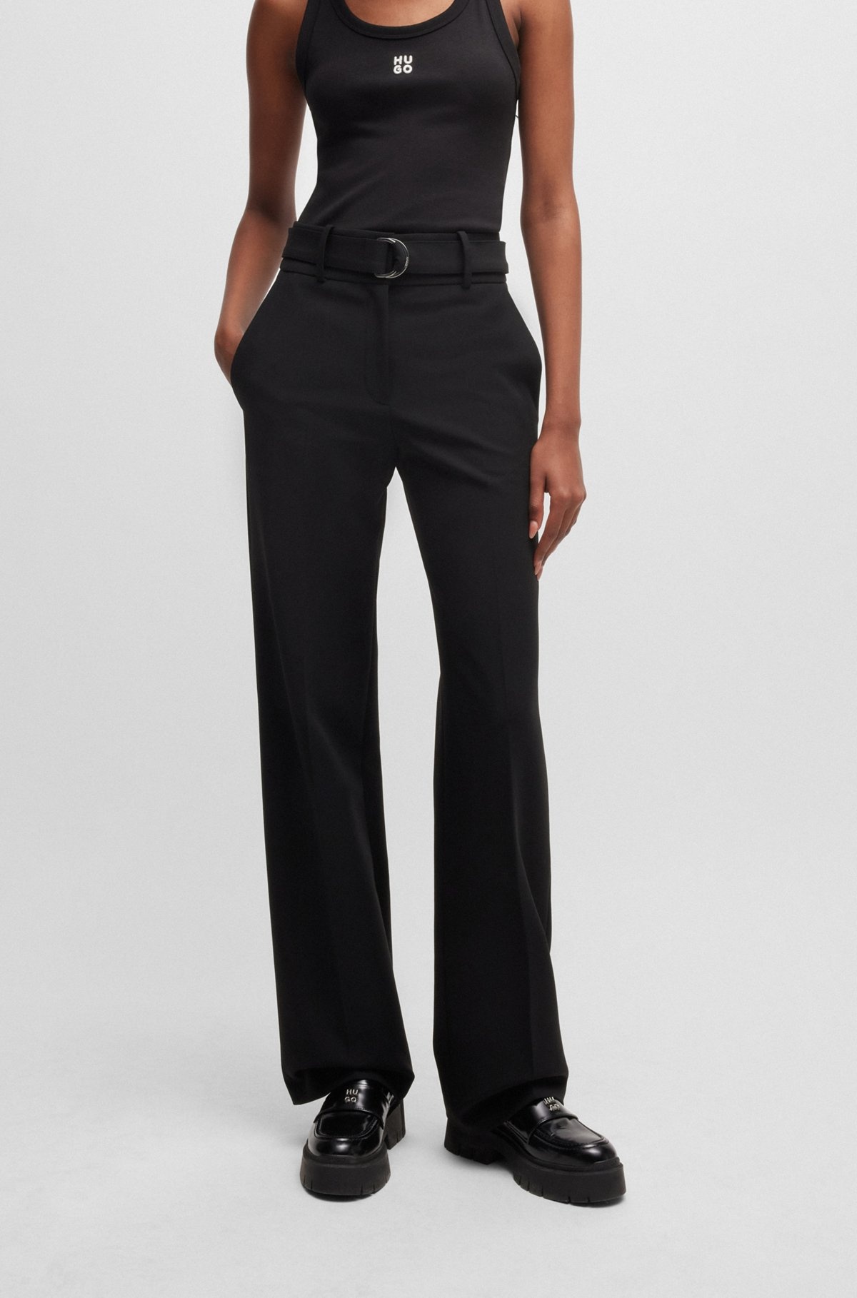 REGULAR-FIT TROUSERS WITH ADJUSTABLE D-RING BELT - 2