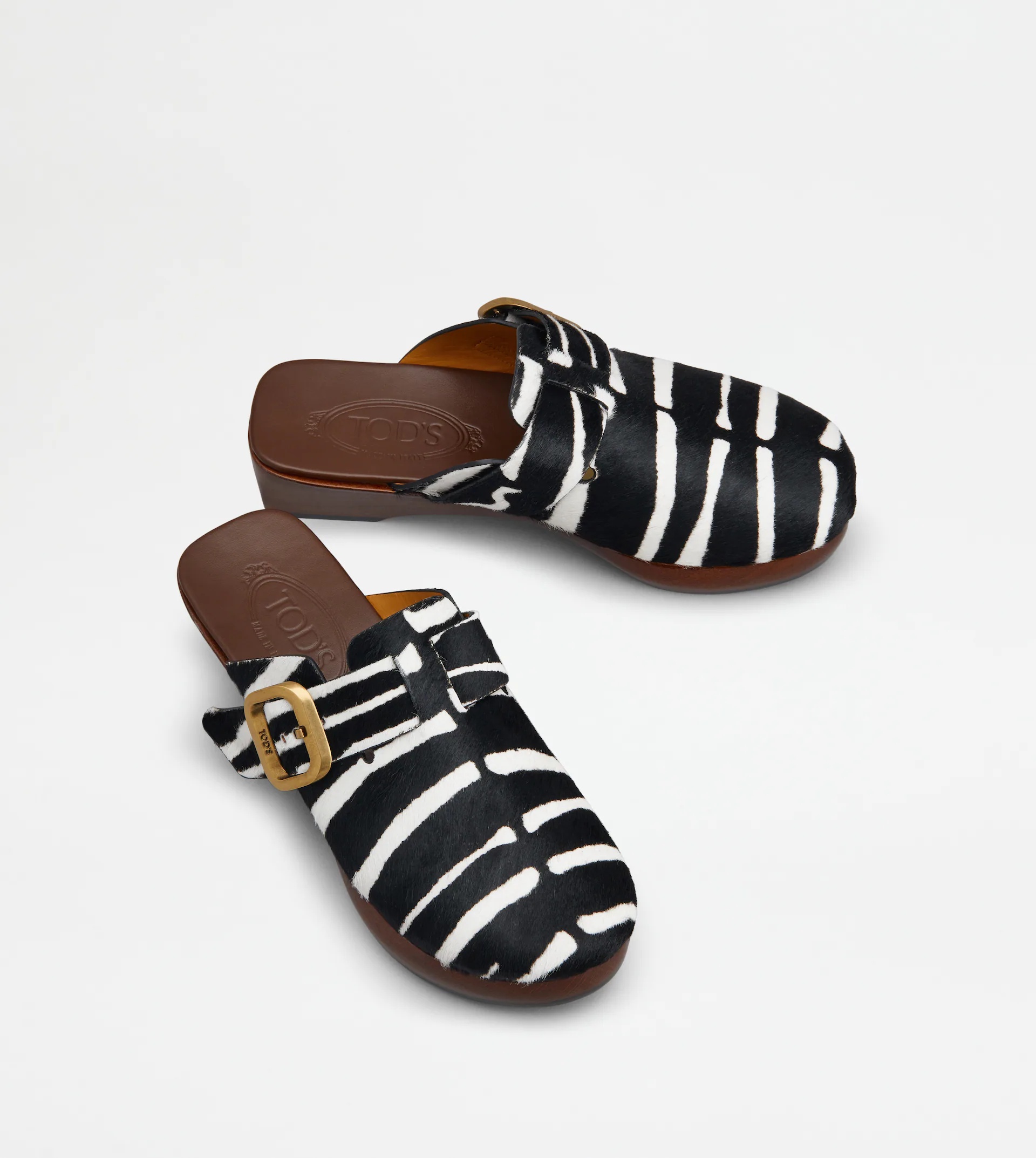 SABOTS IN PONYSKIN-EFFECT LEATHER - BLACK, WHITE - 2