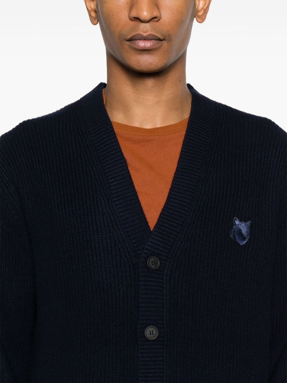 Bold Fox Head ribbed cardigan - 5