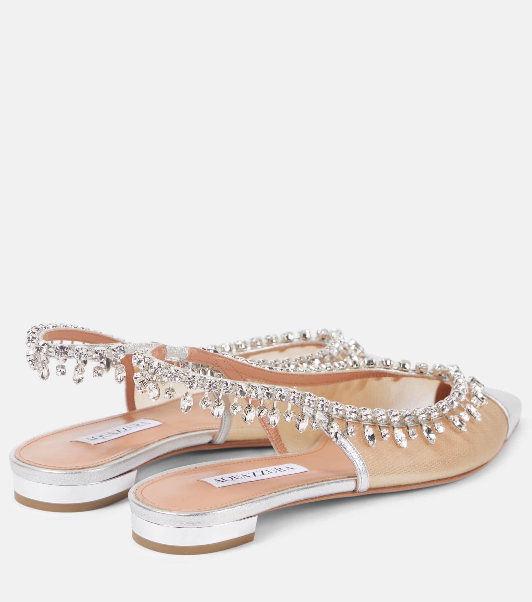 Temptation Crystal mesh slingback flats - 2