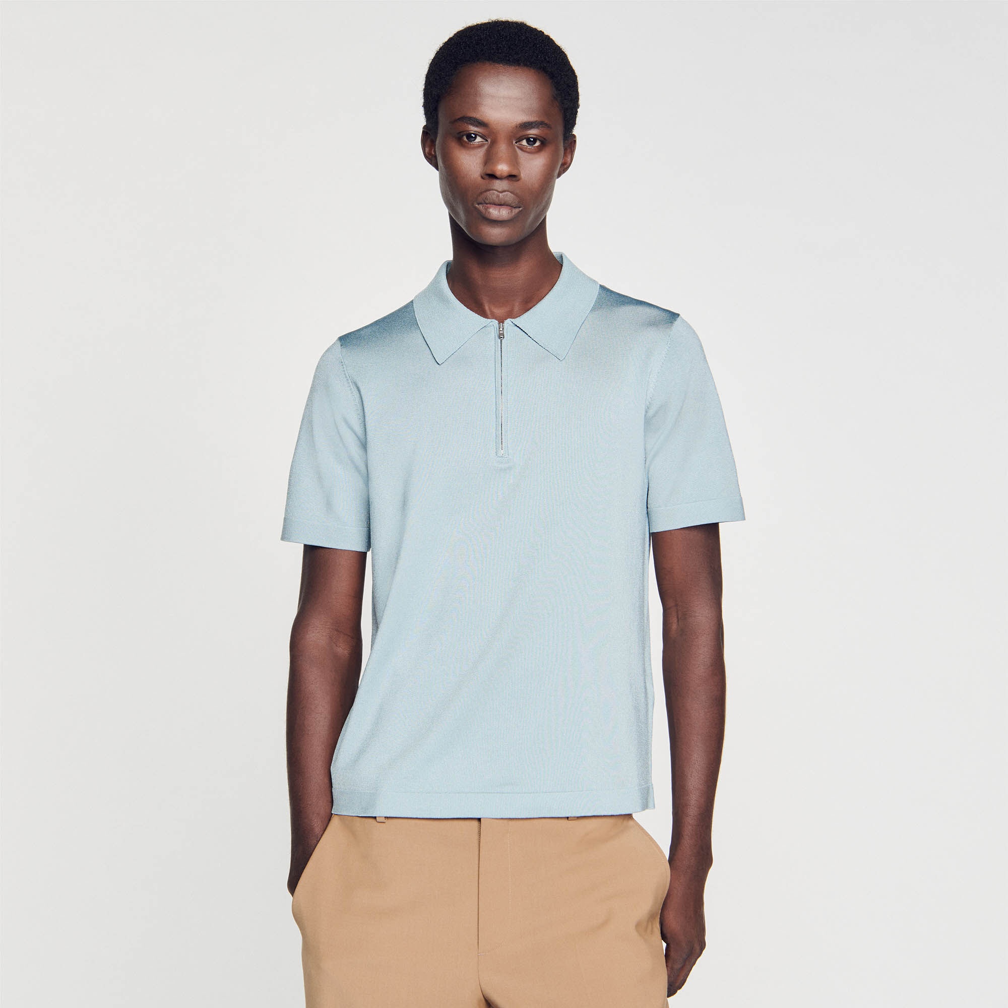 KNITTED POLO SHIRT WITH ZIP COLLAR - 5