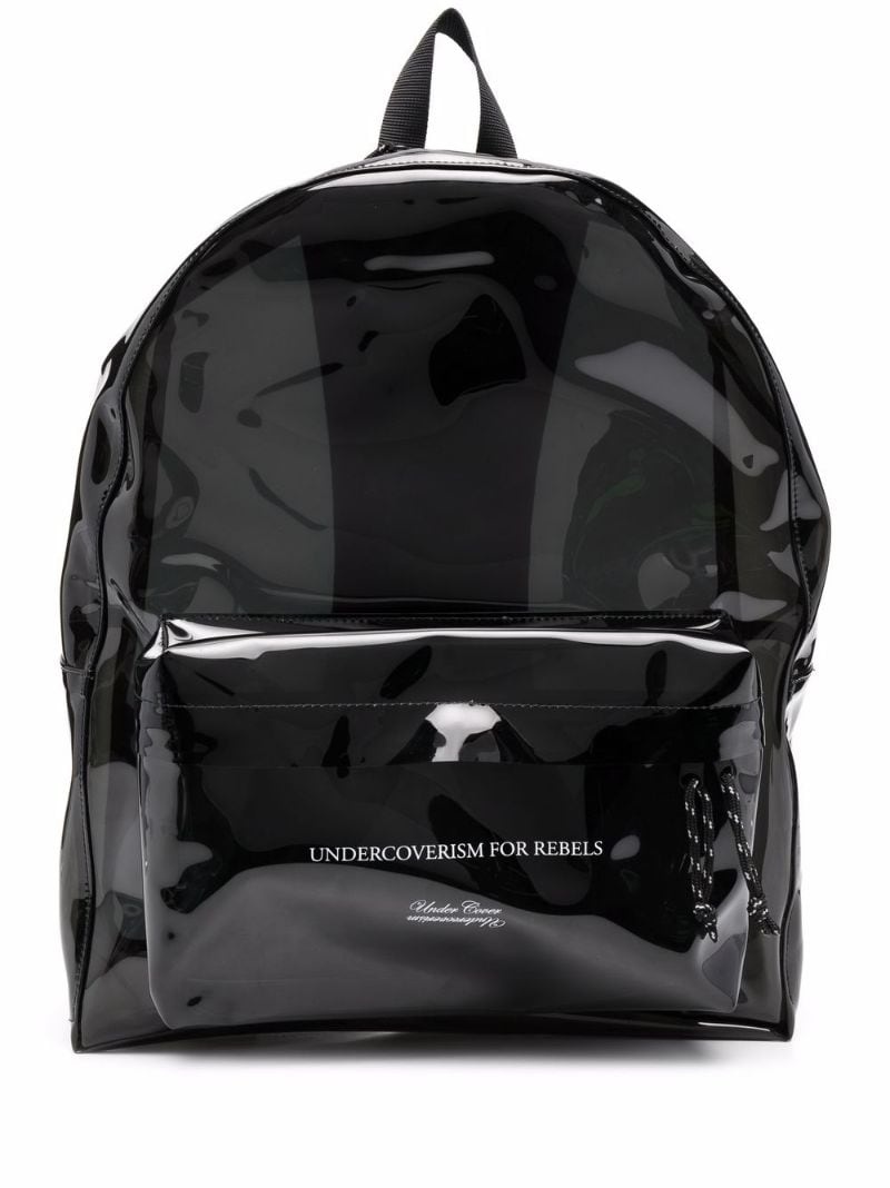 slogan-print backpack - 1