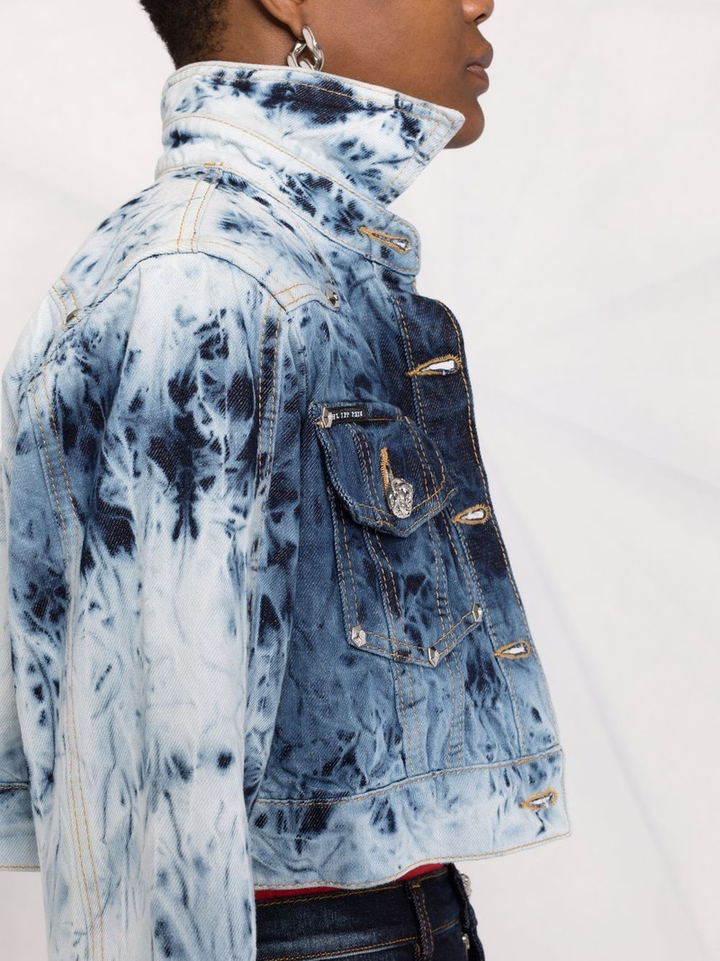 bleached-effect cropped denim jacket 3