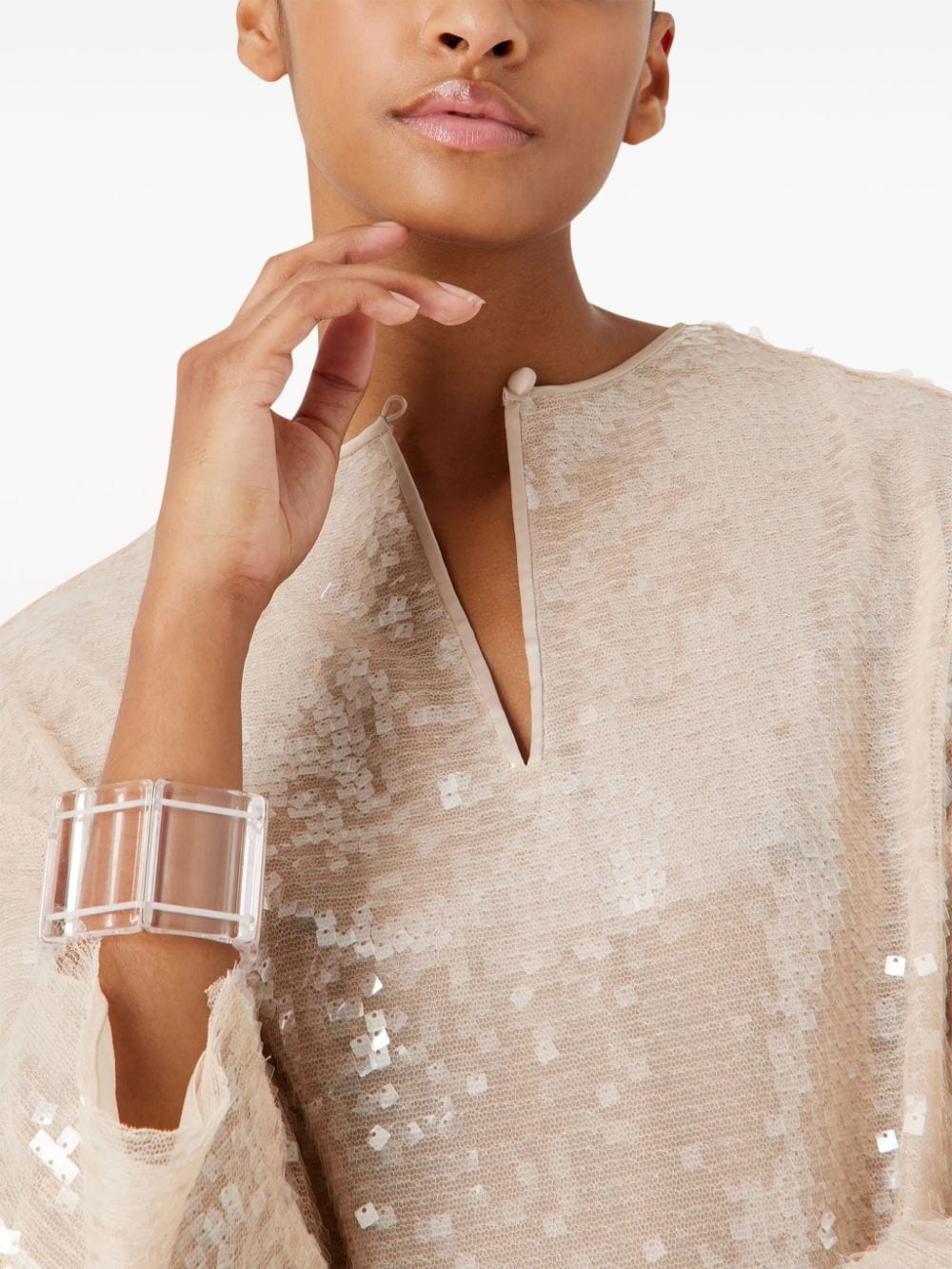 belted sequinned midi dress - 4