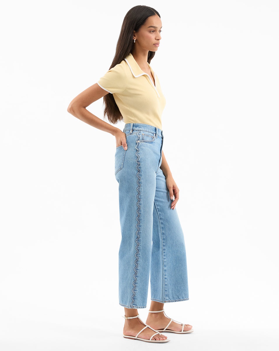 TAYLOR SCALLOPED CROPPED WIDE-LEG JEAN - 4