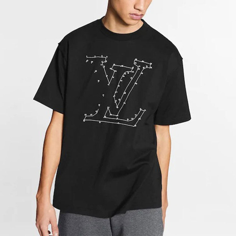 Louis Vuitton Men's LOUIS VUITTON Printing Embroidered Short Sleeve Black 1A83R1, outlook