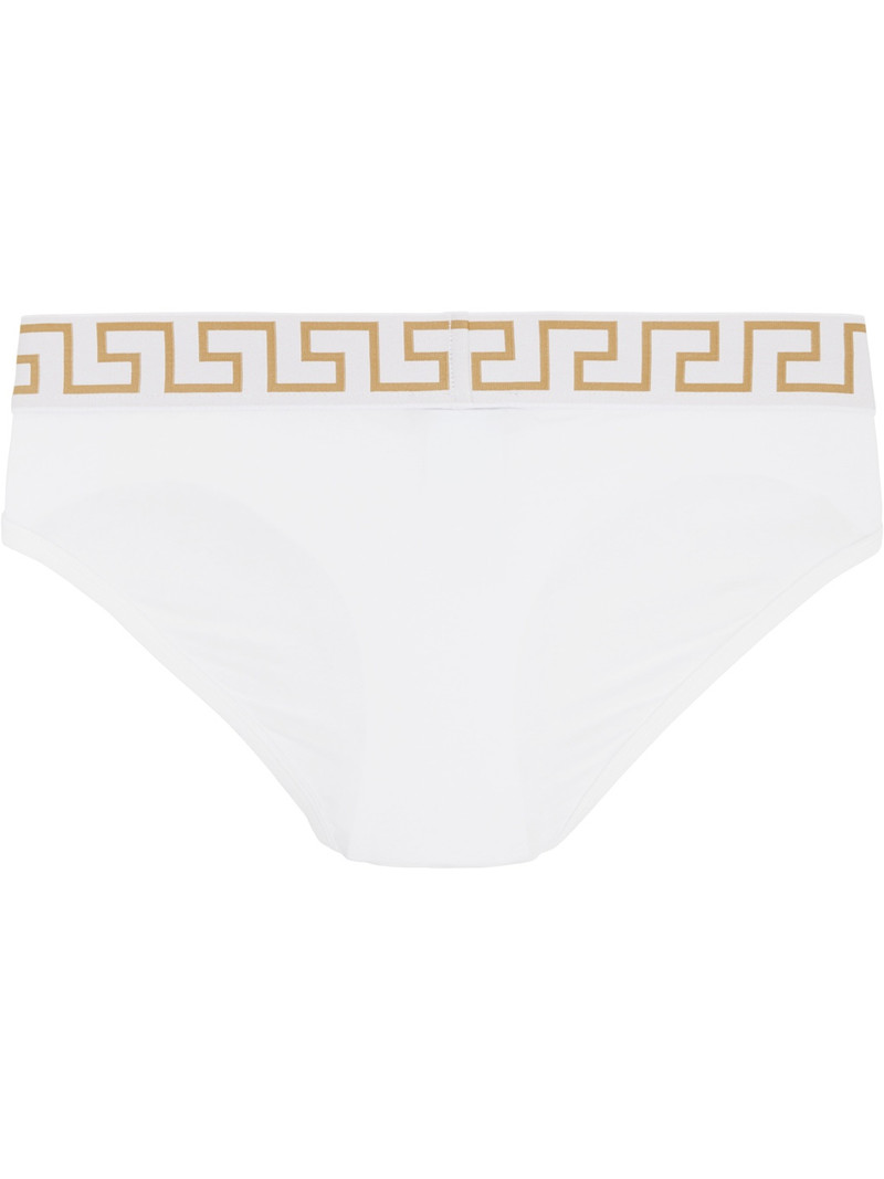 VERSACE Three-Pack White Greca Border Briefs outlook