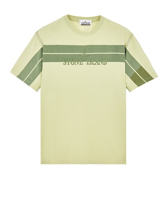 20847 COTTON JERSEY 'INVERSE STRIPE ONE' PRINT_GARMENT DYED LIGHT GREEN - 1